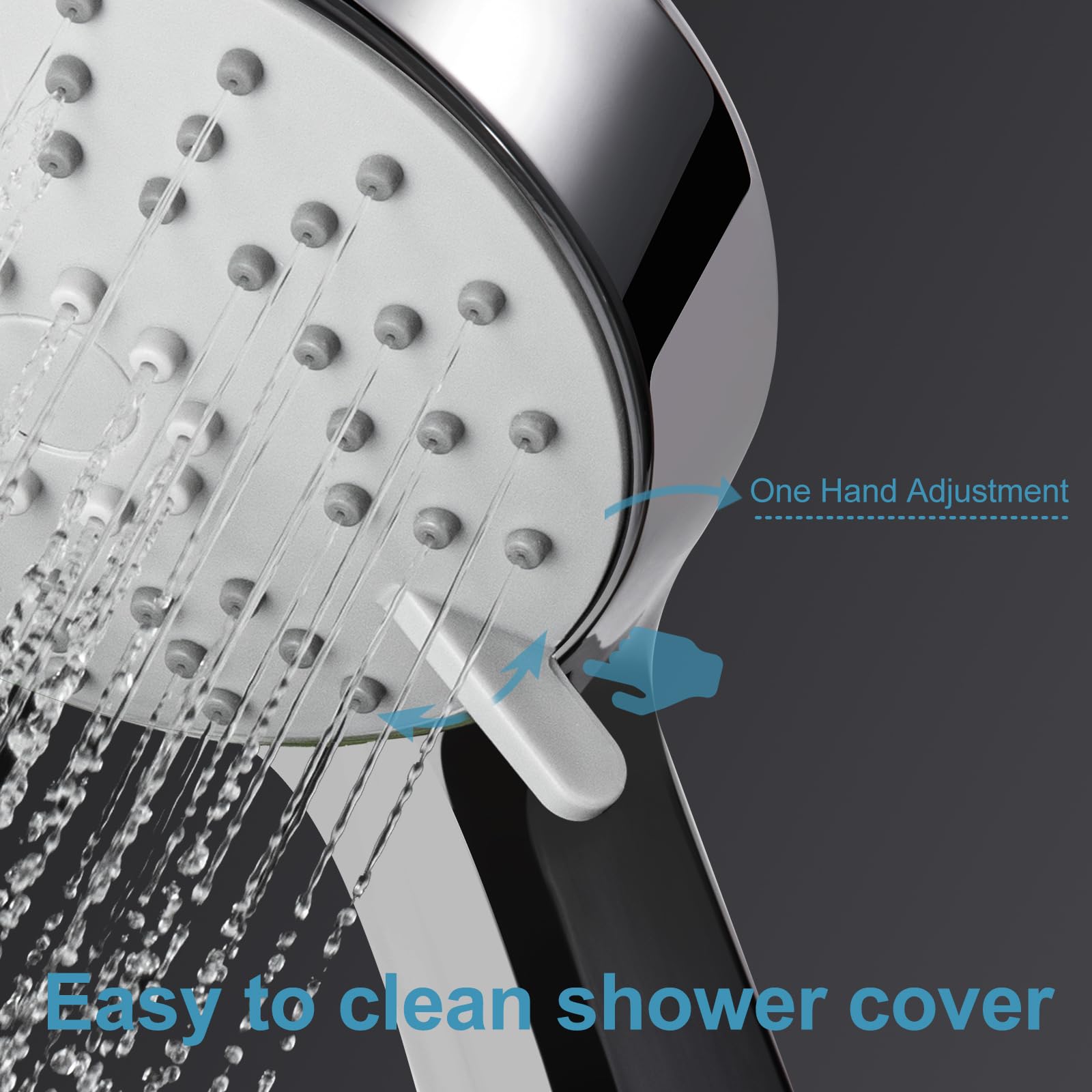 OFFO Shower Riser Rail Kit, Shower Slide Bar 60cm with 3 Modes Shower Head and Hose Set, 1.6m Stainless Steel Hose - Image 4