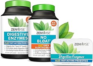 Zenwise Digestive Enzymes, No Bloat, and Free Travel Tin with Probiotics for Digestive and Gut Health | Bloating Relief for Women and Men