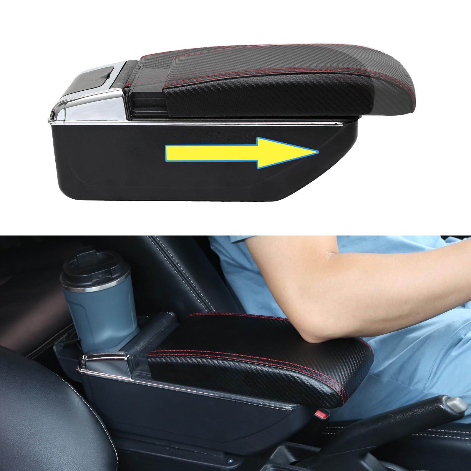 Double Layer Armrest Box For Suzuki Jimny 2007-2018 Center Console Storage Box With 4 USB Ports Cup Holder Accessories Black - View #14