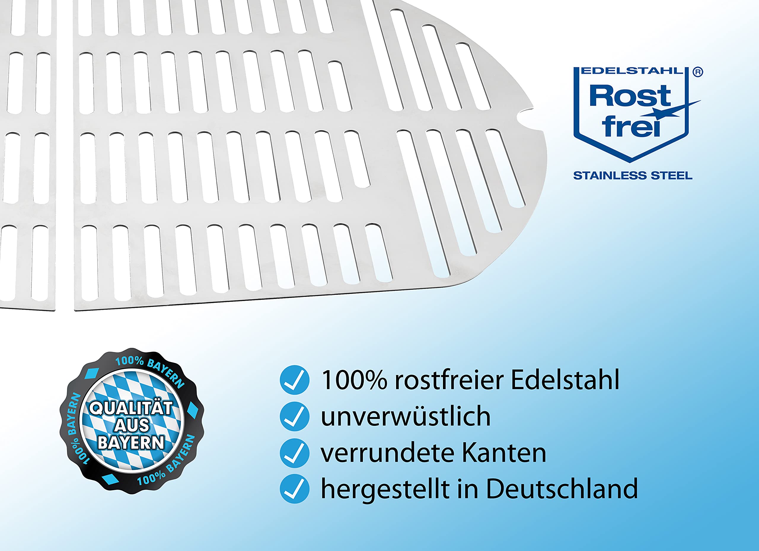 Edelstahl Grillrost Set | 2 Stück |passend für Weber Q100 - Serie Elektrogrill und Gasgrill und Q1000 Baureihe Ersatzrost