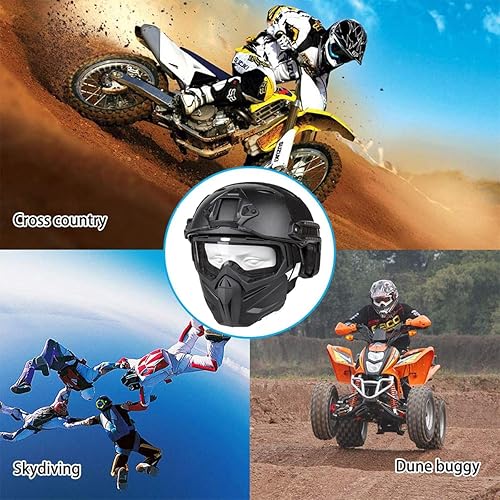 Miniatura 9 de VPZenar Casco y máscara Airsoft máscara de Airsoft de cara completa con gafas antiempañamiento desmontables casco rápido de paintball con soporte