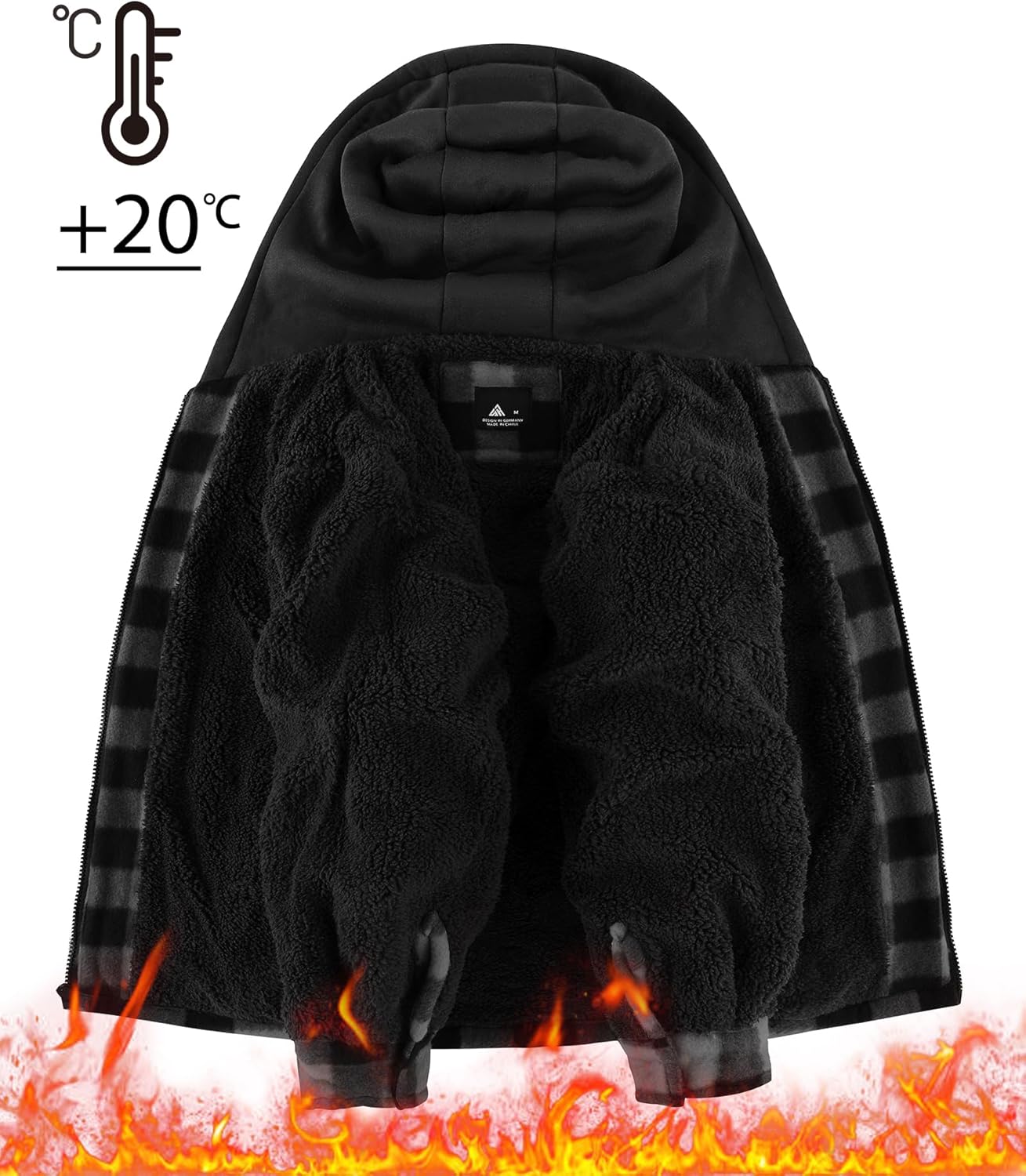 ZITY Boys Flannel Shirt Jacket Fleece Sherpa Lined Plaid Jackets Unisex Coat Full Zip Hoodie Girls Winter Outwear 6-15 Years - Image 3