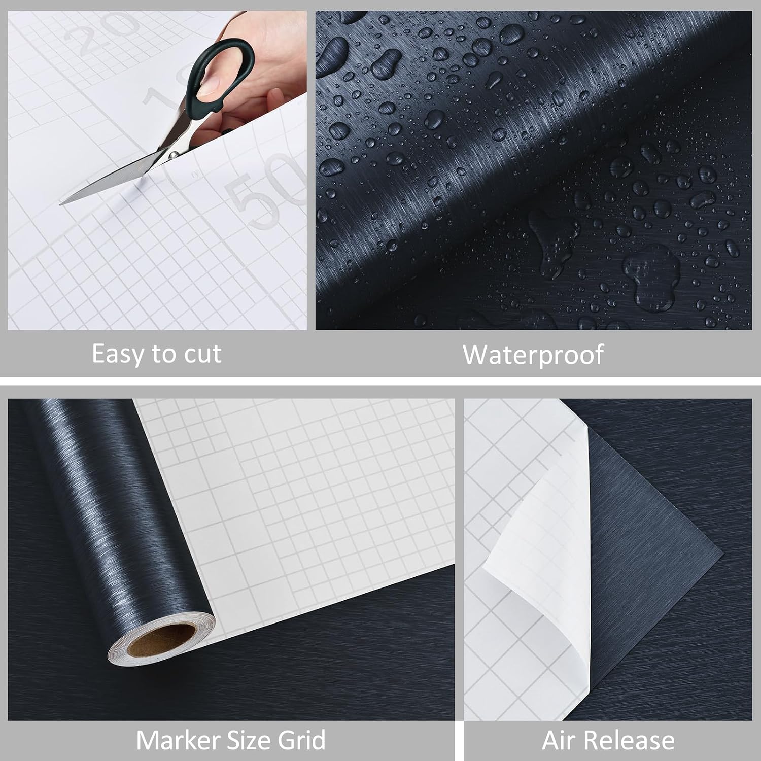 WESTICK Brushed Blue Stainless Steel Contact Paper Waterproof Thick Navy Metallic Peel and Stick Wallpaper Removable Appliance Contact Paper for Kitchen Countertops Dishwasher Fridge Cover 15.8"x 394"