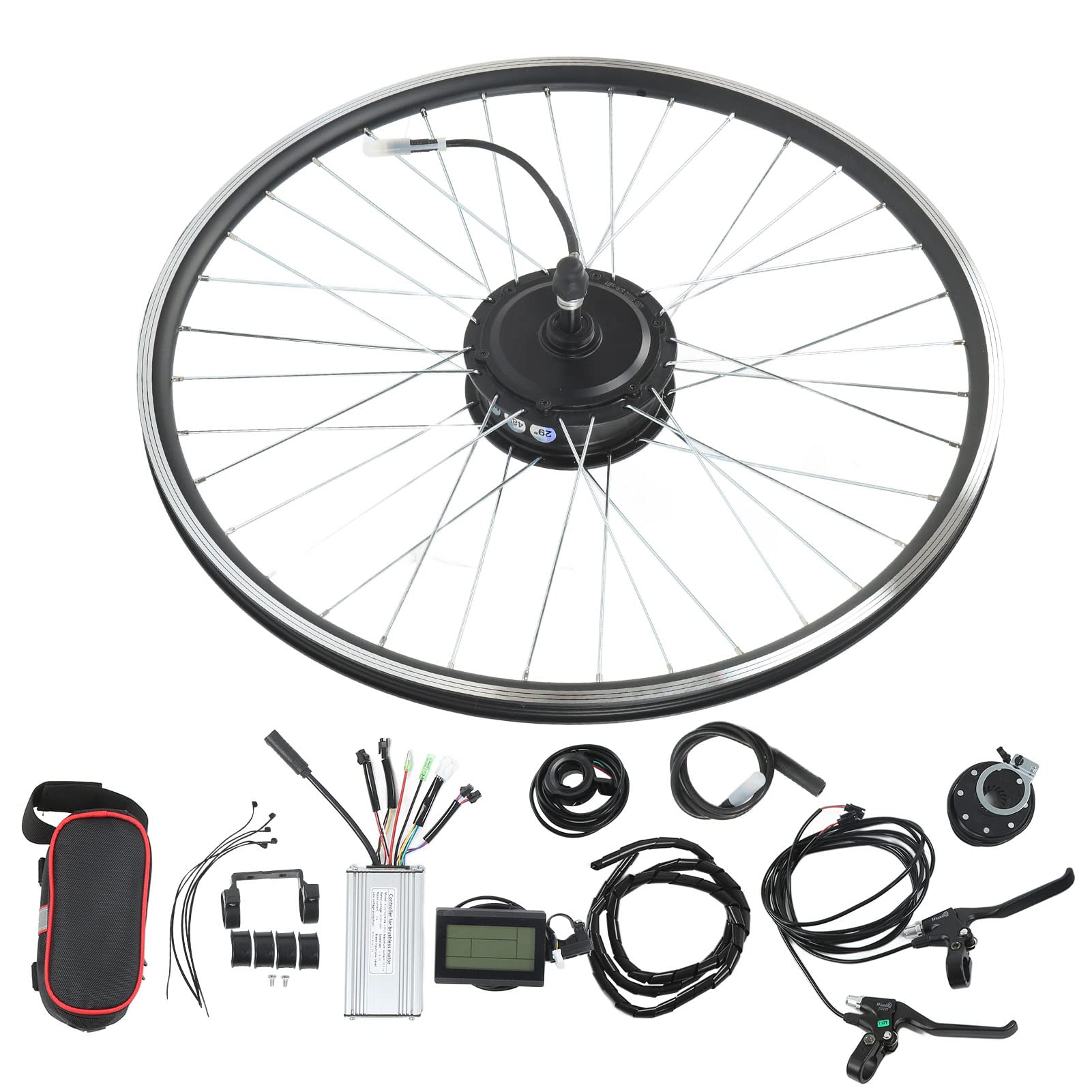 Dilwe Zestaw do Konwersji Roweru Elektrycznego, Silnik Bezszczotkowy 500 W z Wyświetlaczem LCD3 do Rowerów Górskich i Składanych (28/29 cali)