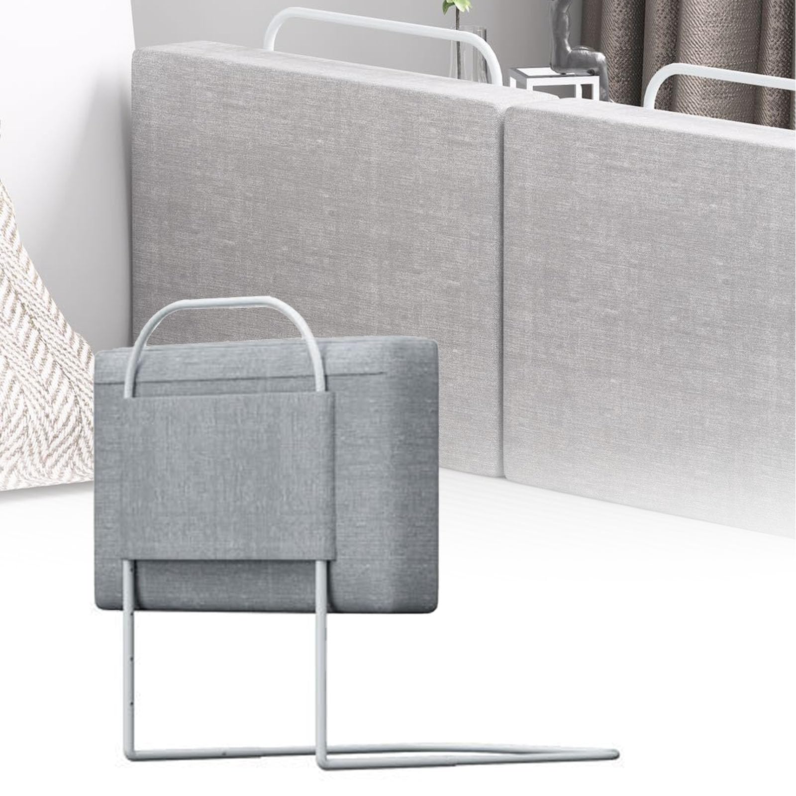 Paracolpi per Sponde Letto Regolabili con Cerniera - Altezza 40-60 Mm, Struttura in Cotone Perlato E Acciaio | Protezione Lavabile per Materassi da 5-30 Cm, Liberamente Combinabili,0.5m,Grey