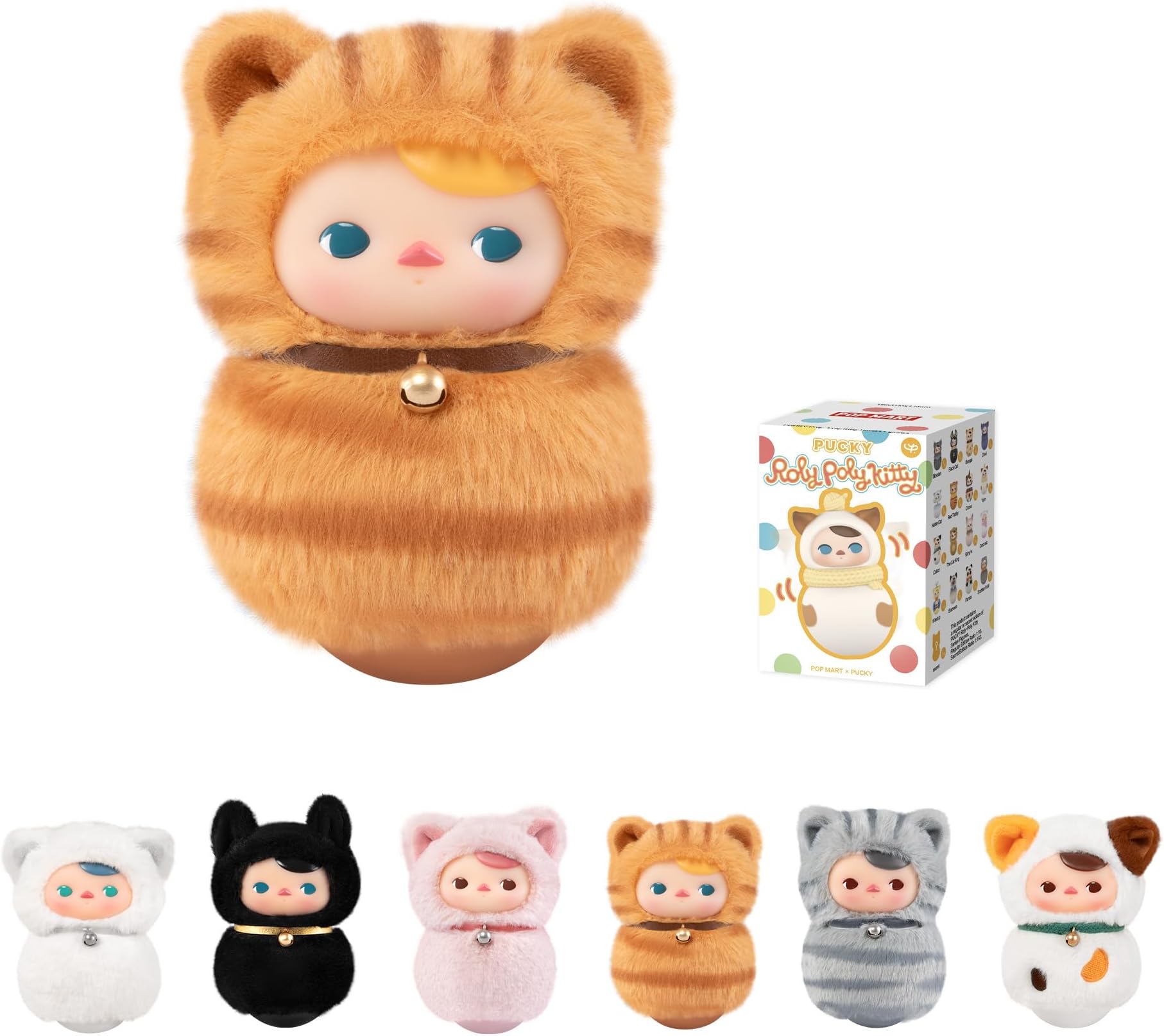 POP MART PUCKY Roly-Poly Kitty Series-Vinyl Plush Blind Box, PUCKY Blind Box Figures, Random Design Action Figures Collectible Toys Home Decorations, Holiday Birthday Gifts,Single Box