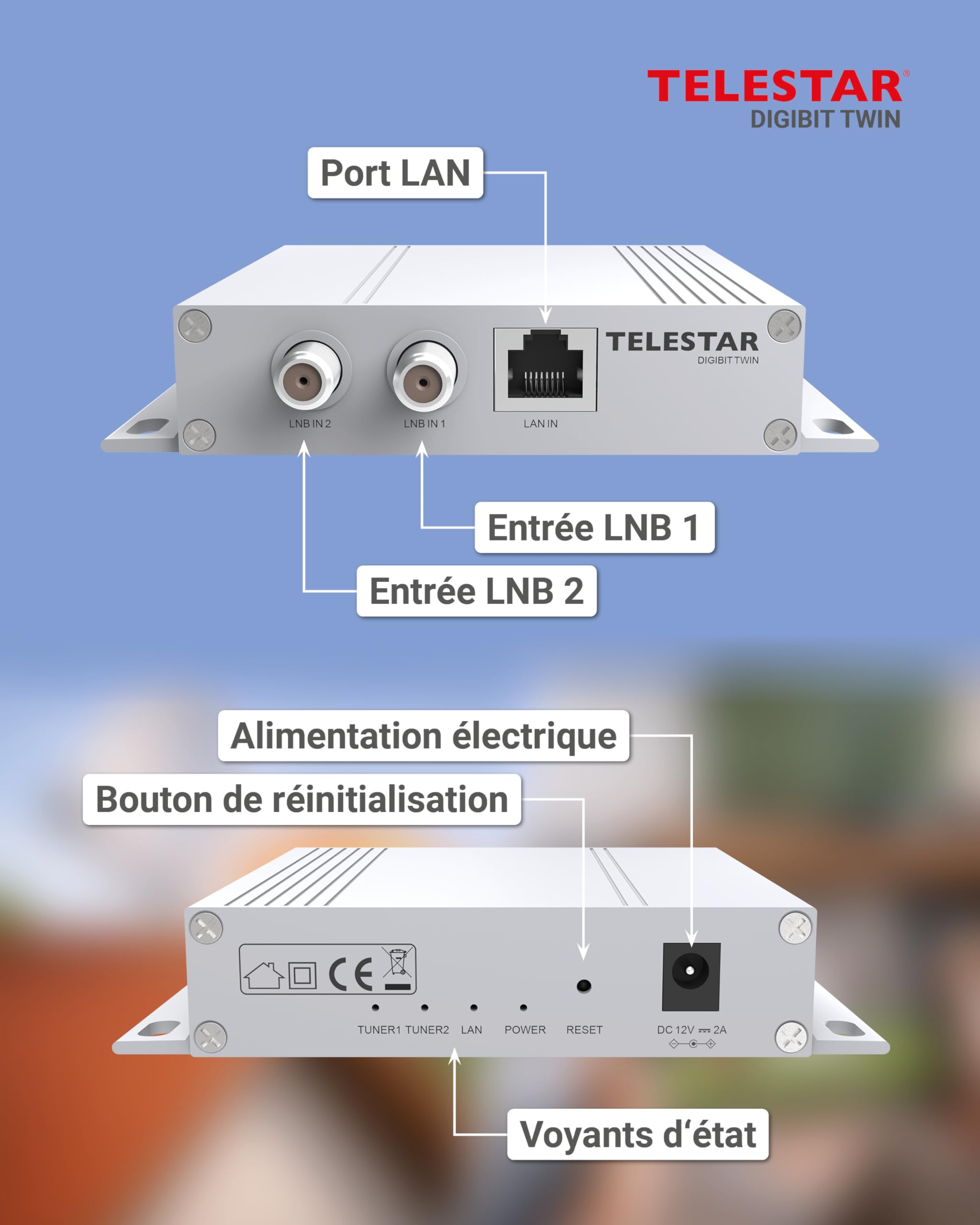 TELESTAR DIGIBIT Twin – Routeur Sat>IP pour 2 utilisateurs – Argent