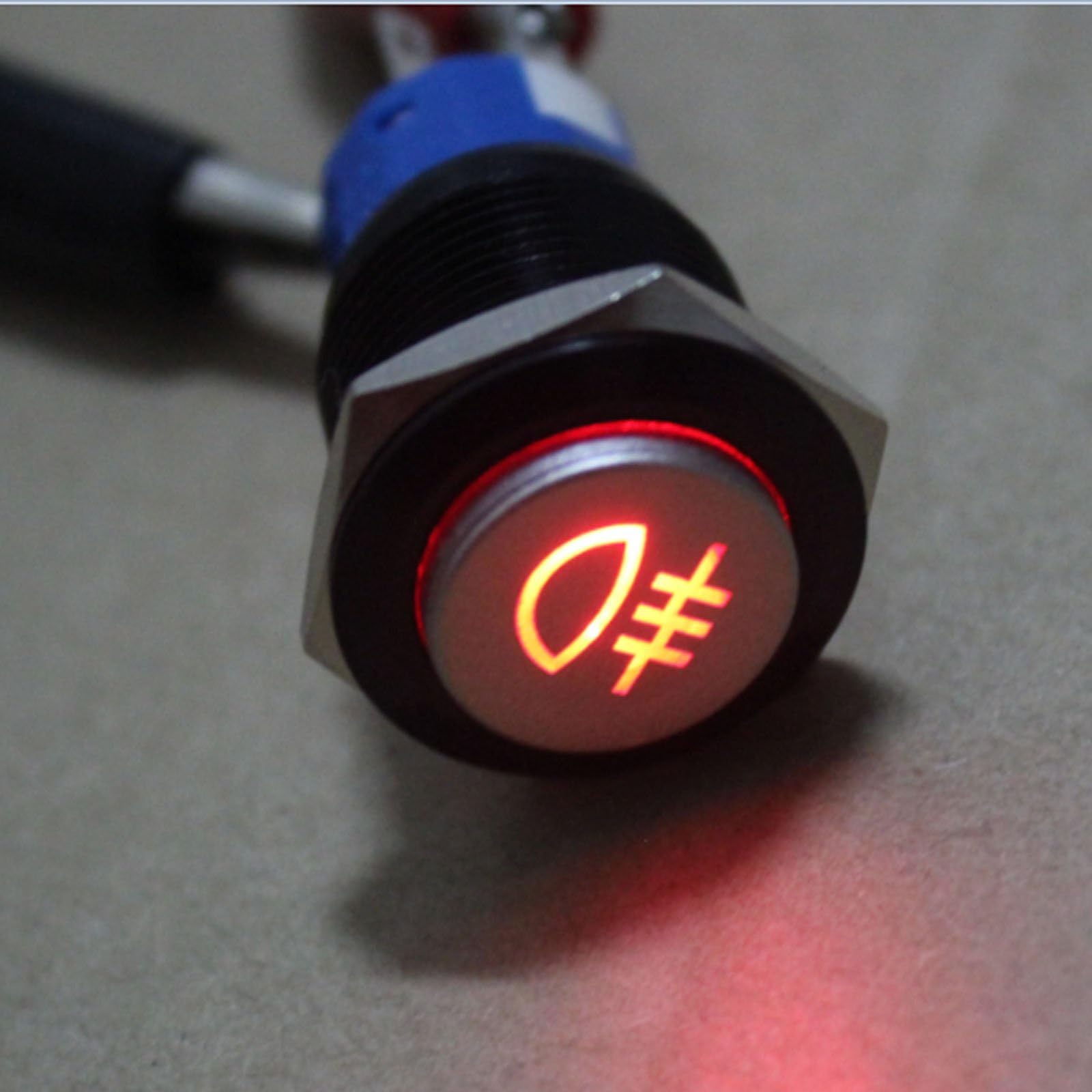 Black Case 19mm Red LED Car Fog Lights Symbol Metal Push Button On/Off Switch