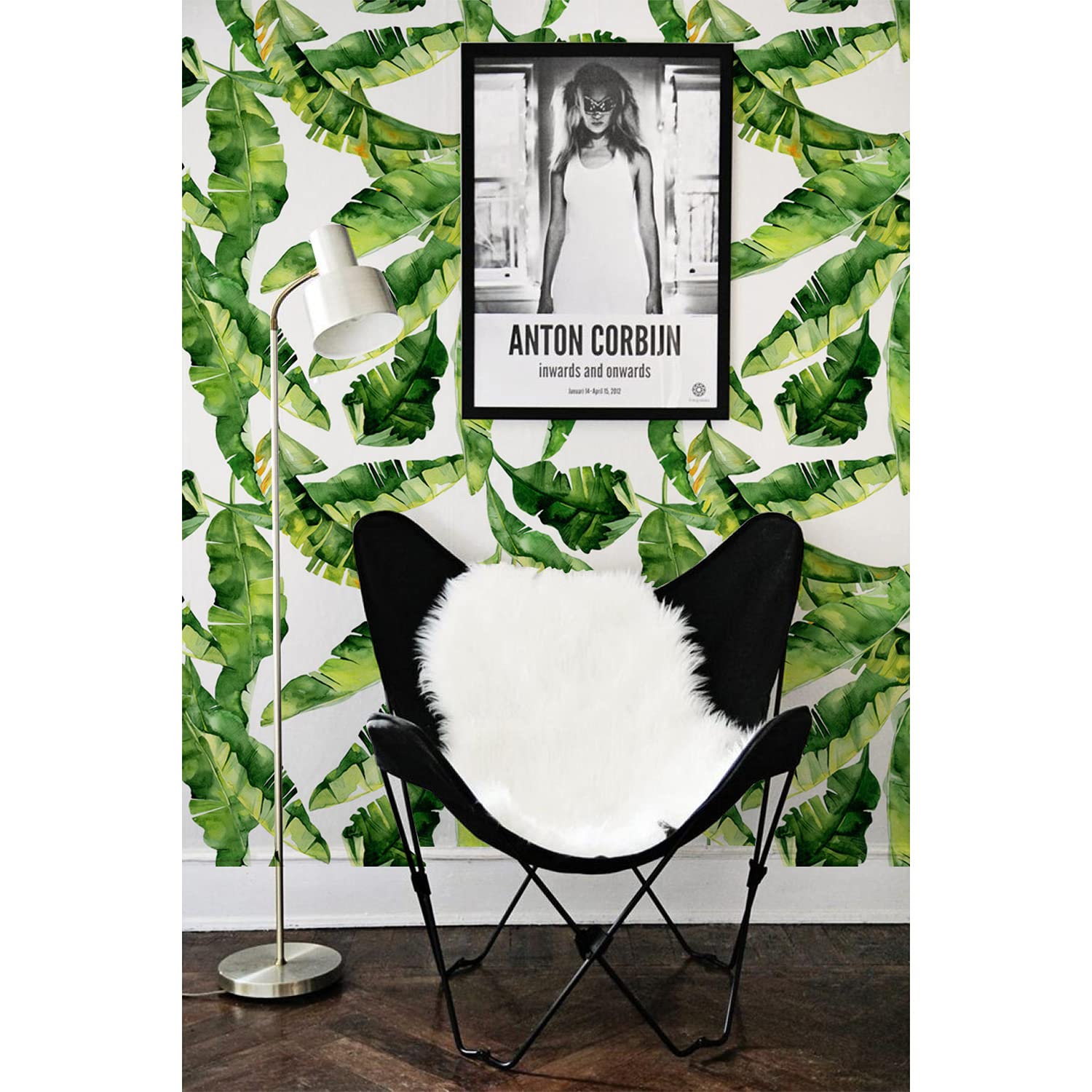 Papier peint muralo feuilles tropicales anti-reflet pour décorer salon et cuisine
