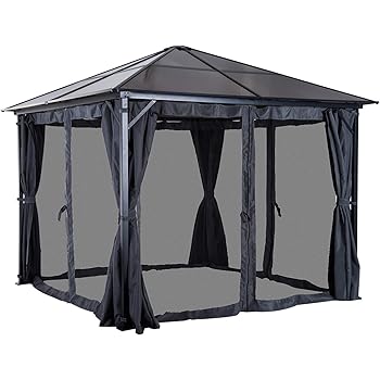 Amazon De Outsunny Pavillon Gartenpavillon Partyzelt Mit Seitenteilen Pc Dach Alu 300x300x265cm