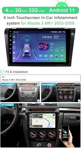 Miniatura 2 de ASURE Actualización de radio estéreo de coche de 9 pulgadas para Mazda 3 BK 2003-2007, 4Core 2G+32G Android unidad de navegación GPS para coche con