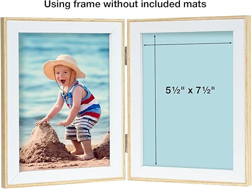 Miniatura 6 de EXCELLO GLOBAL PRODUCTS Portarretratos plegable para el primer año del bebé, acabado de madera natural, capacidad para 1 foto de bebé de 4 x 6