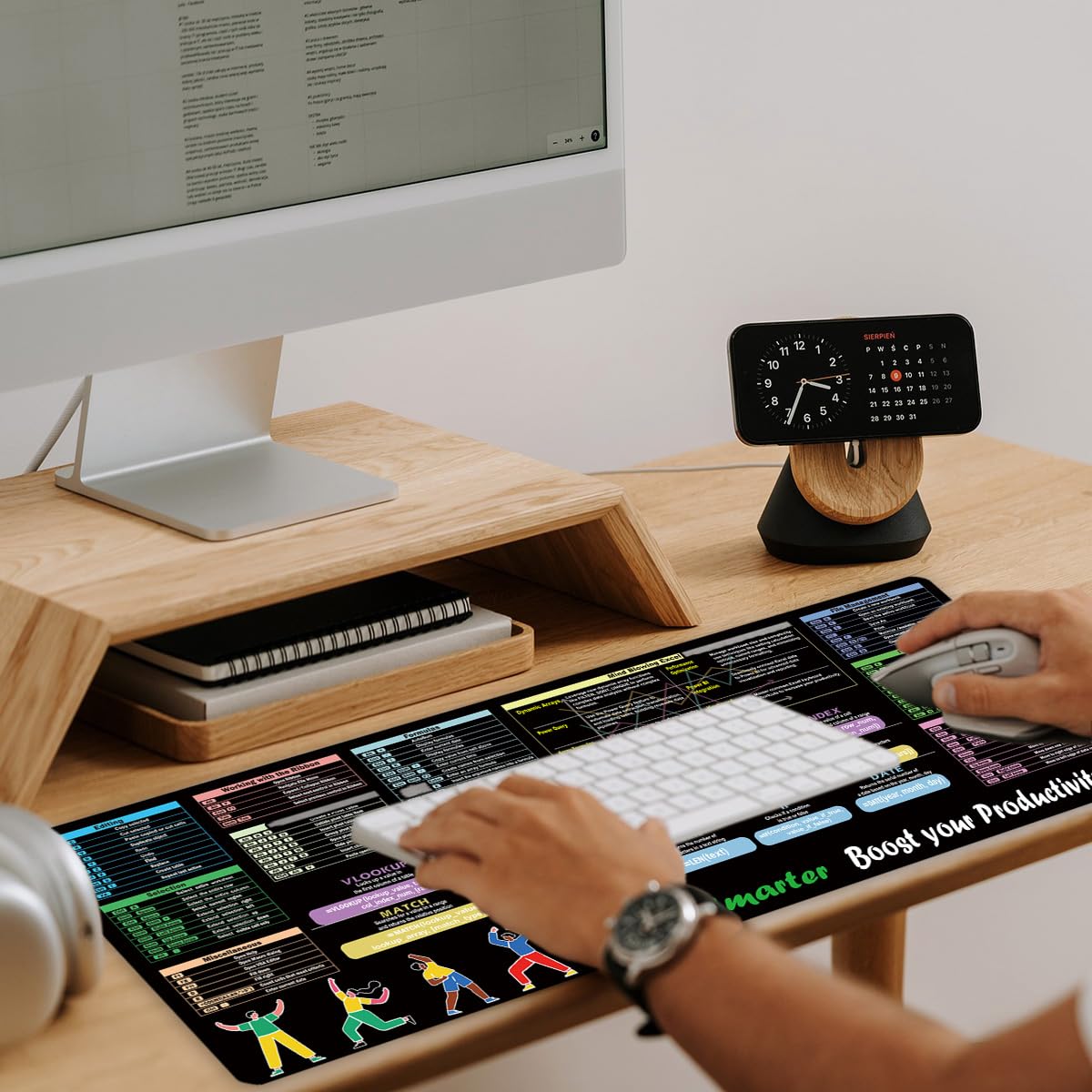 Excel - Alfombrilla de escritorio XL para teclado de oficina, alfombrilla de mouse con bordes cosidos antideslizantes, alfombrilla de escritorio grande extendida para juegos, regalo ideal de