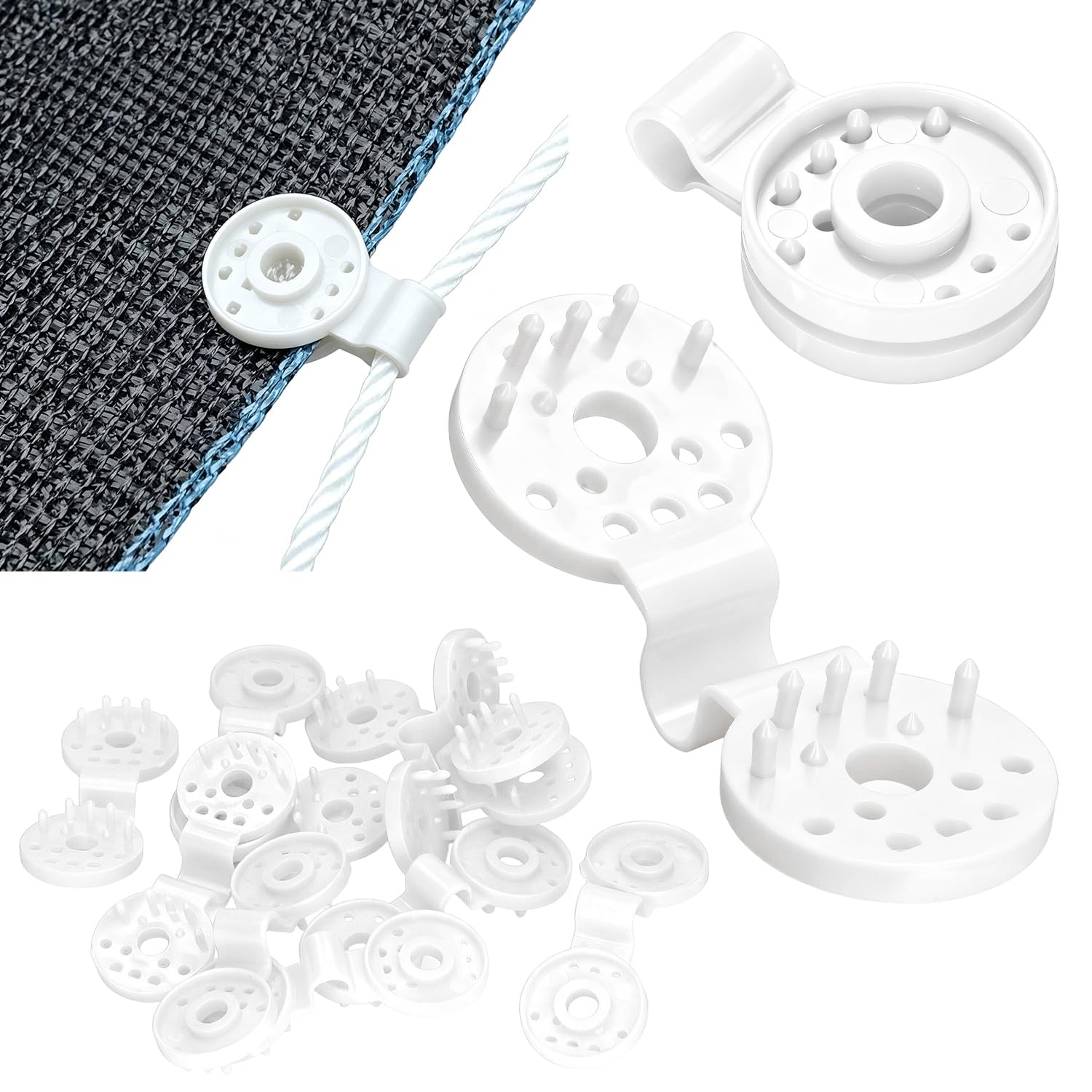 Filet de jardin anti-oiseaux et clips pour toile d'ombrage résistants : fixation bâche plastique