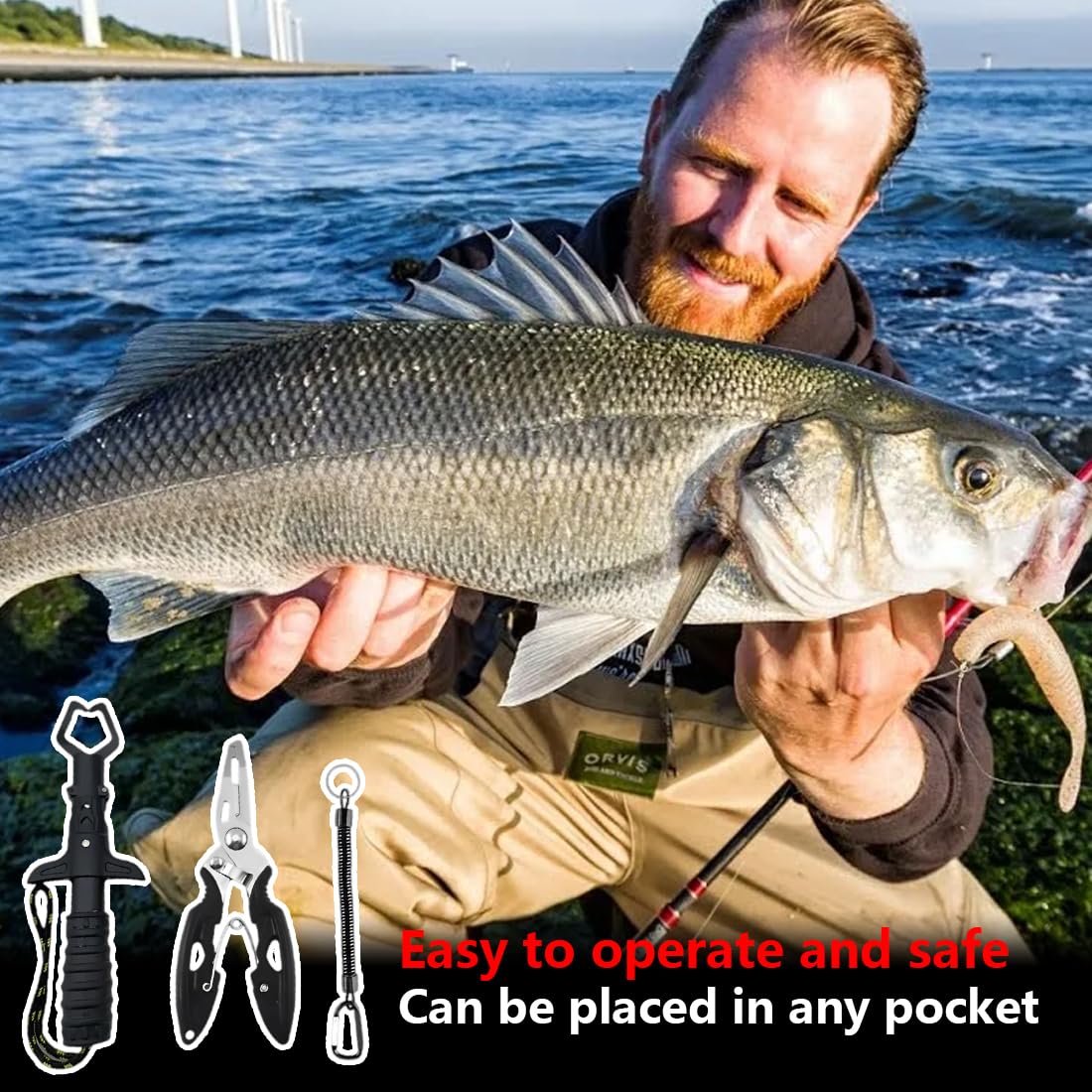 Pinza da Pesca Multifunzione in Acciaio Inossidabile, 3 Pezzi, set di pinze da pesca con cordino, per Esterno, accessori per acciaio inox per acqua salata e acqua dolce