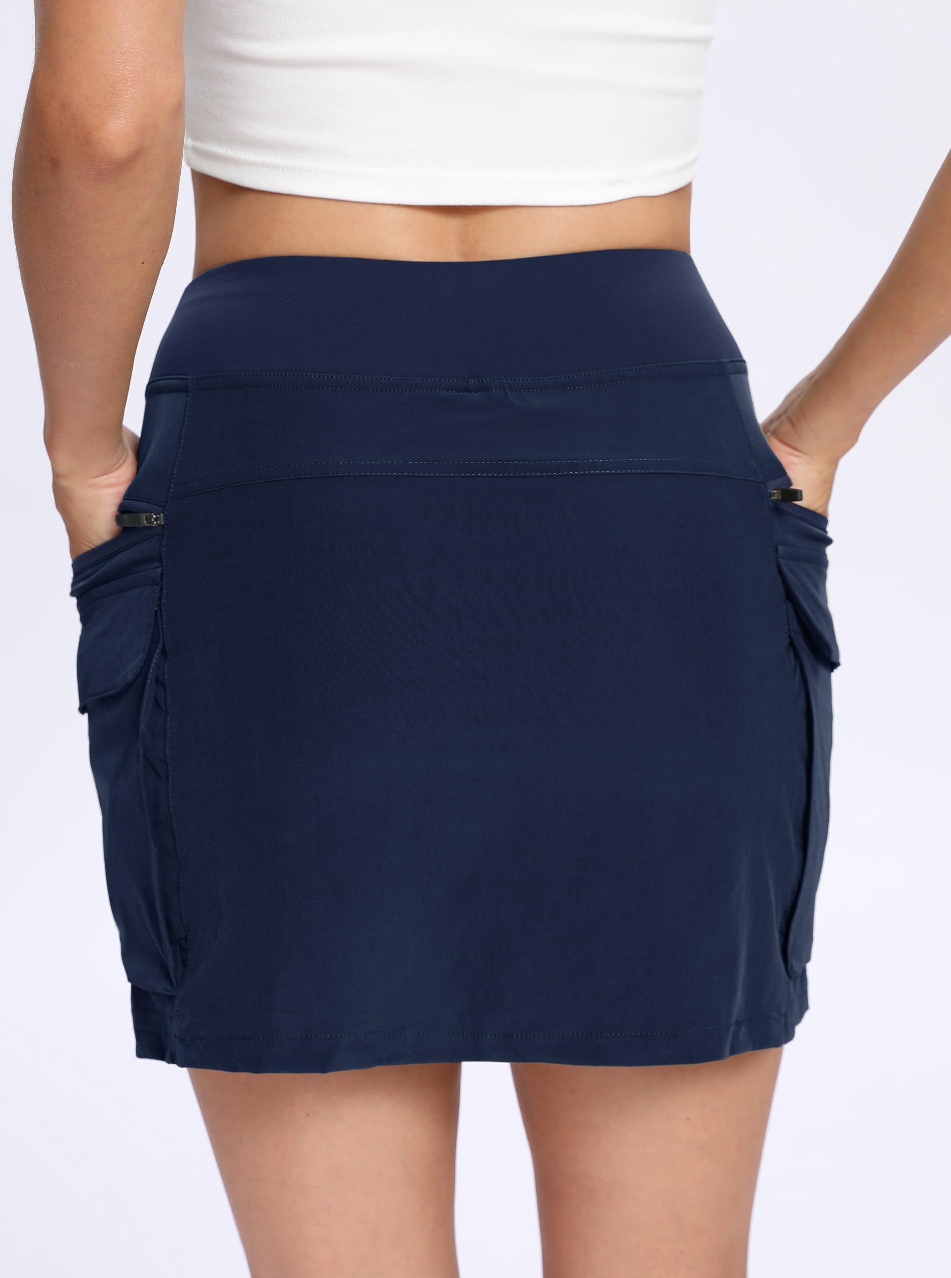 Jhsnjnr Jupes cargo pour femme - Mini jupe-short de sport et de randonnée avec poches à fermeture éclair - Taille haute - Jupe-short de golf athlétique
