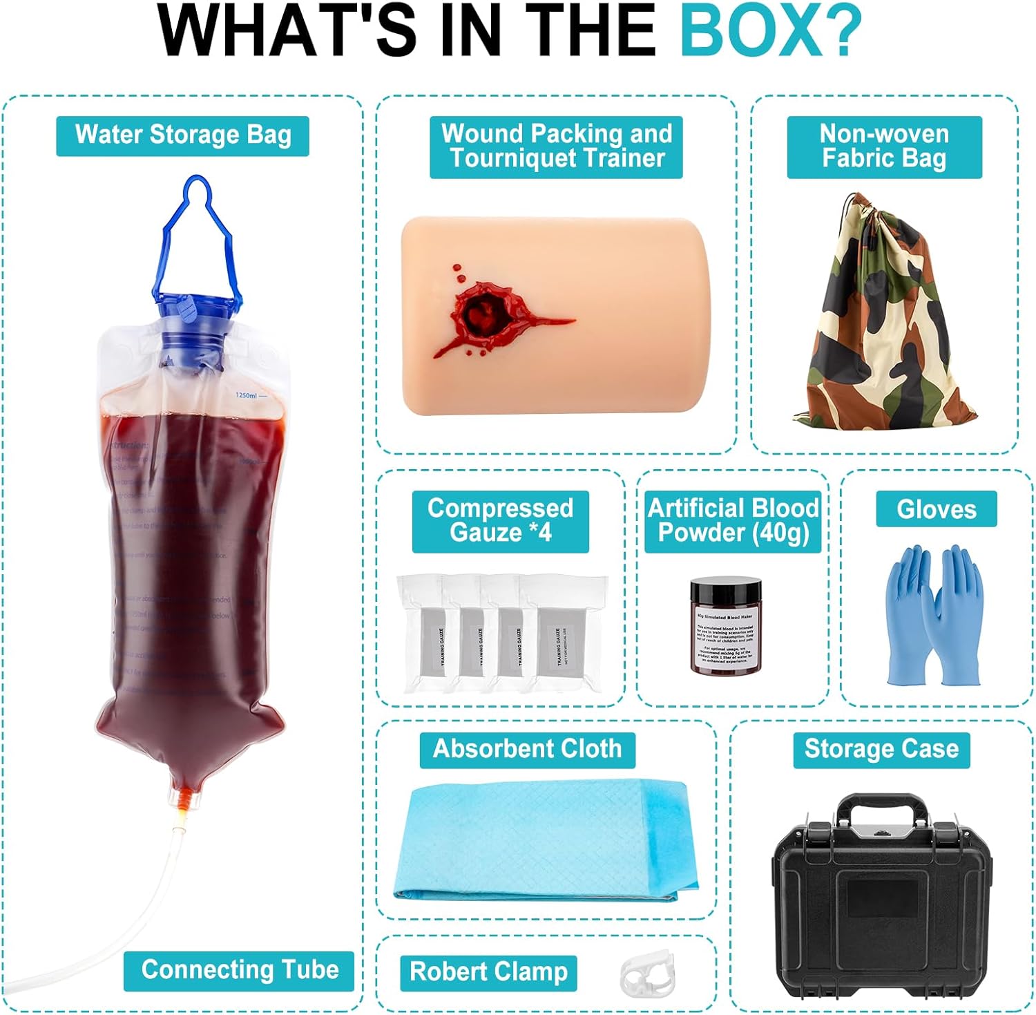 PER4MANCE Wound Packing Trainer Model: Stop The Bleed Kit with Accessories, Portable Storage Case for Medical & First Aid Training