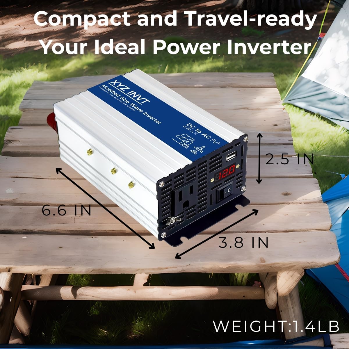 1200W Power Inverter 24V DC to 110V 120V AC, Peak Power 2400W with 2 AC Outlets and LED Display for Vehicles Truck RV Home Emergency Backup Power Camping, Off-Grid Over 90% Efficiency