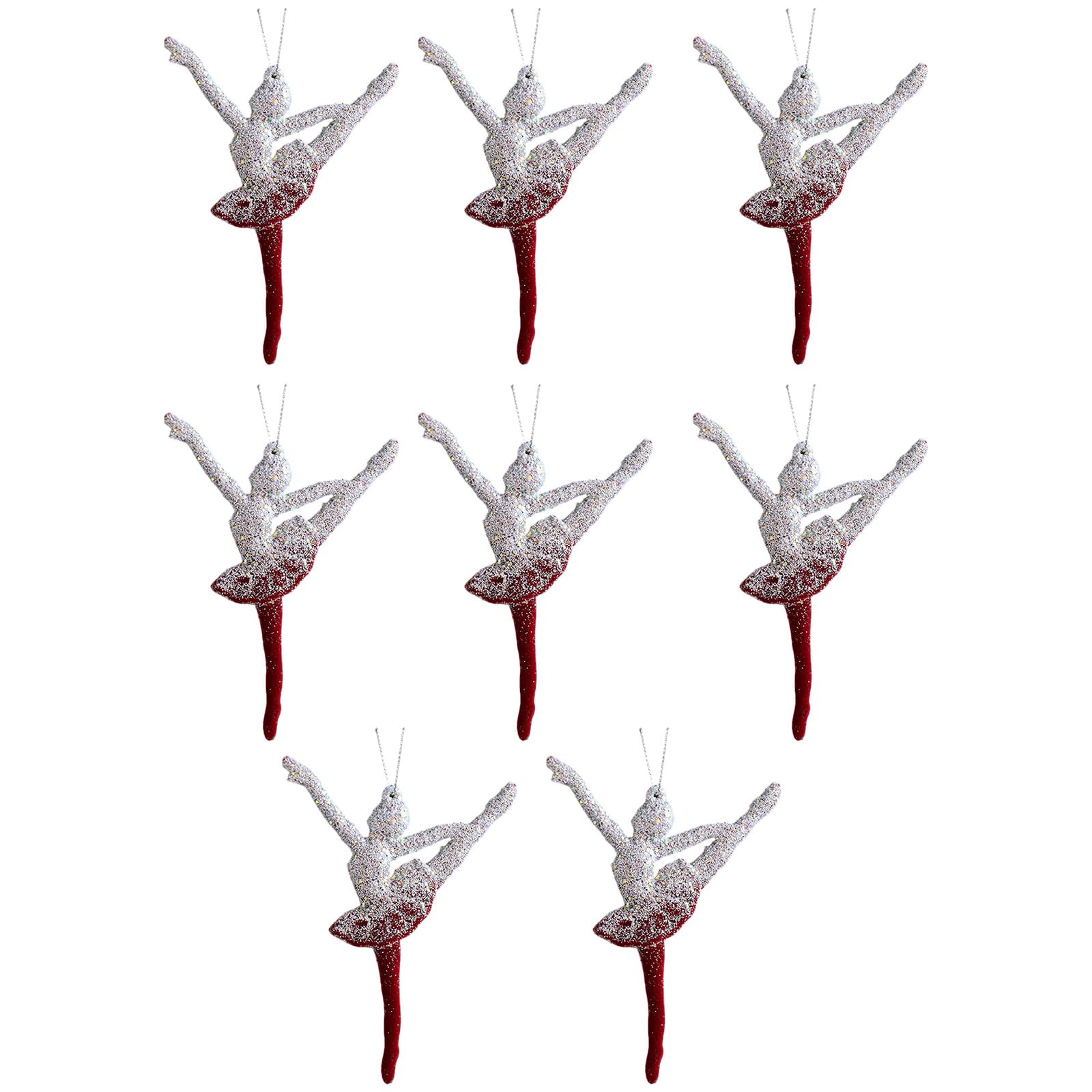 Of 8 Christmas Tree Flocking Ornaments Festive Star Snowflake Reindeers Decors Hanging Star Ornaments Reindeers Christmas Tree Decorations