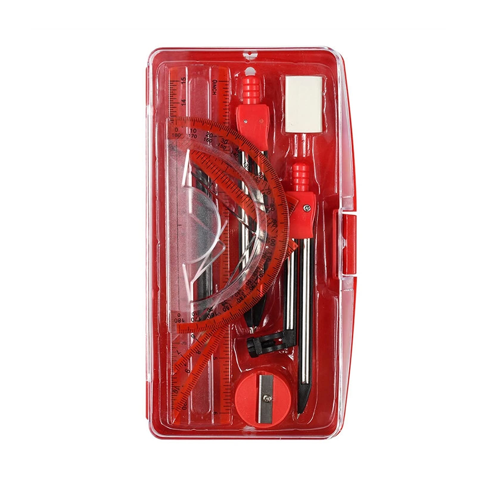 Mathematik-Set, Winkelmesser-Set, professioneller Kompass, tragbar, Präzisions-Winkelmesser, Zeichnen, Dreieck, Radiergummi, Zirkel-Set, Mathe-Radiergummi, Lineal for Schüler, Schulbedarf, Kompass-Set