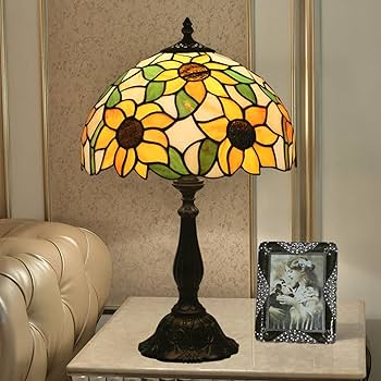 Amazon.co.jp : ステンドグラス ランプ ひまわりの絵テーブル