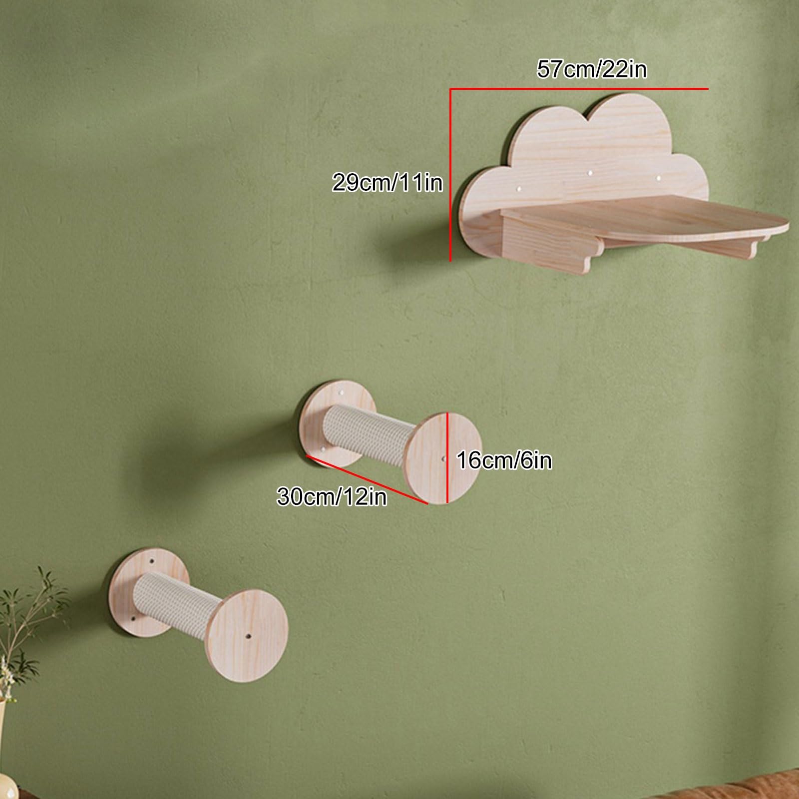 Mensole per Gatti, Parete da Arrampicata per Gatti, Mensole e Trespoli, Passerelle per Gatti per Pareti, Scala in Sisal, Piattaforma(Beige)
