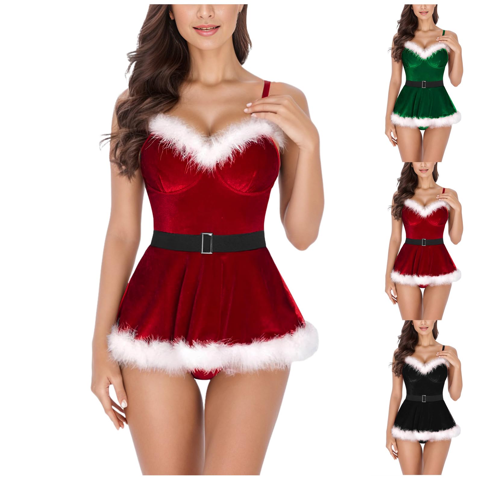 Lencería sexy de Navidad: Babydoll Papá Noel para mujer