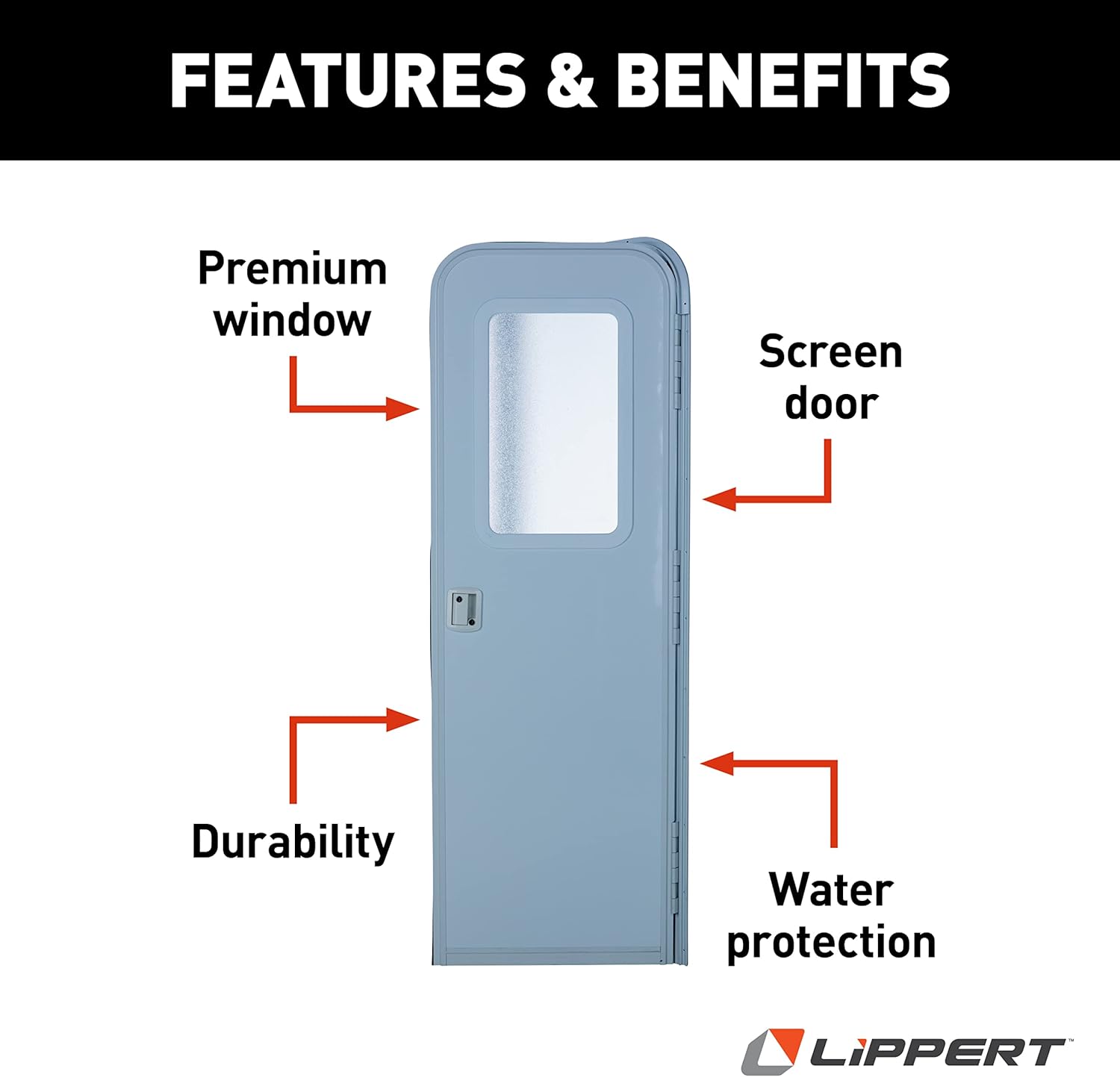 Lippert Right Hinge RV Radius Entry Door with Screen Door