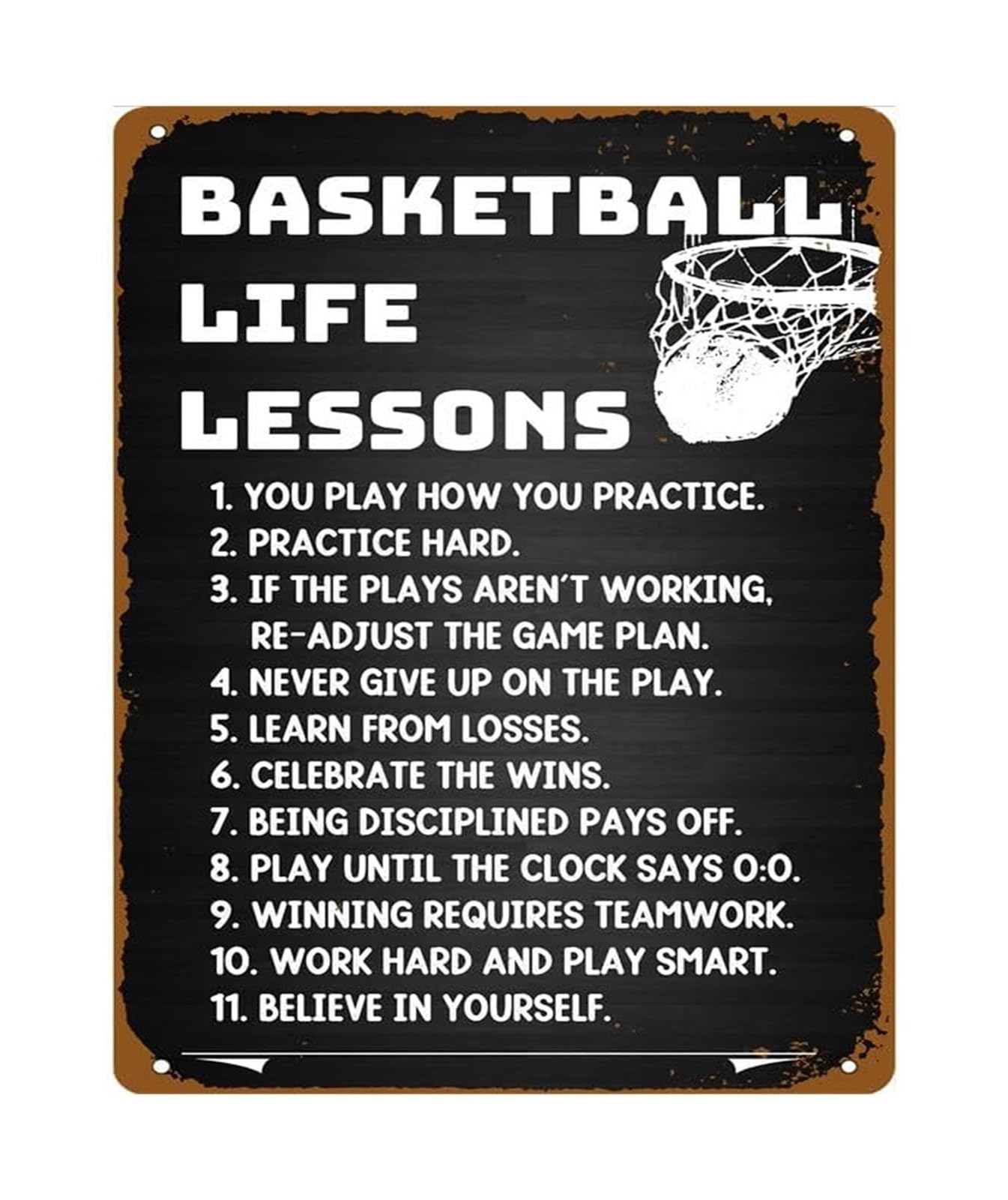 FNYUVNFAF Vintage Basketball Sign Aluminum Tin Plaque Motivational Sports Quote for Man Cave Office Bar Sports Bar Gift for Basketball Fan 8 X 12 inch