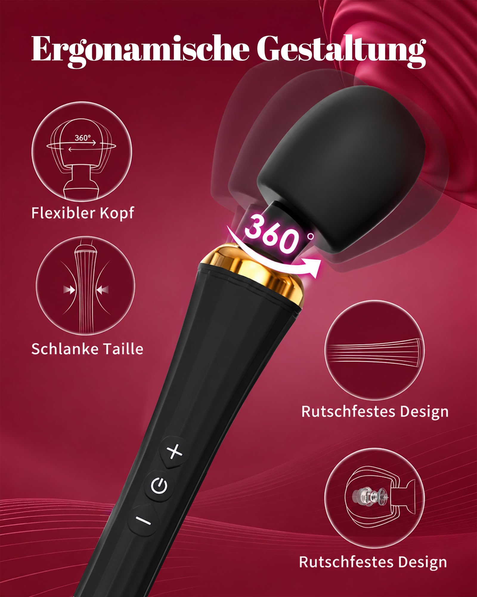 Gobeken Vibromasseur, femme clitoridien puissant Tête flexible, Vibromasseurs Sex toýs homme couple fem 5 fréquence, Sextoyse femme clitoridienne 3 intensité, Gode vibro-masseur Sex toys Vibro noir