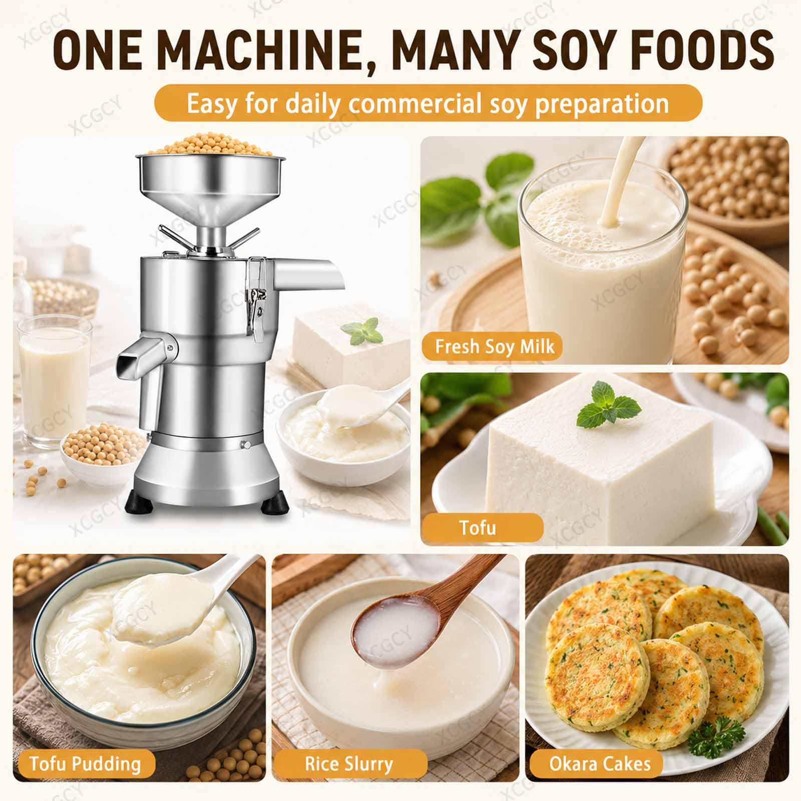Macchina Professionale per Budino di Tofu, Produttore di Latte di Soia con Separazione delle Scorie, 25 kg/h Macinazione Umida, 1100 W Acciaio Inox per Ristoranti, Colazioni E caffè