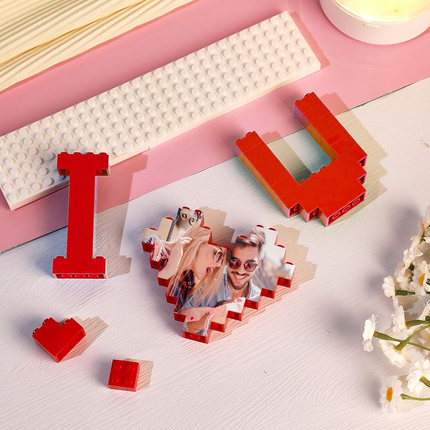 Puzzle De Bloques Personalizado Con Forma De Corazón Y Palabra LOVE, Con Foto, Regalo Original Para Aniversario Y San Valentín