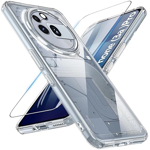 RC1WD for Nothing Phone (3a) Pro Case with Screen Protector, Shockproof Slim TPU Bumper Anti-Scratch Clear Phone Cover for Nothing Phone (3a) Pro (Transparent)