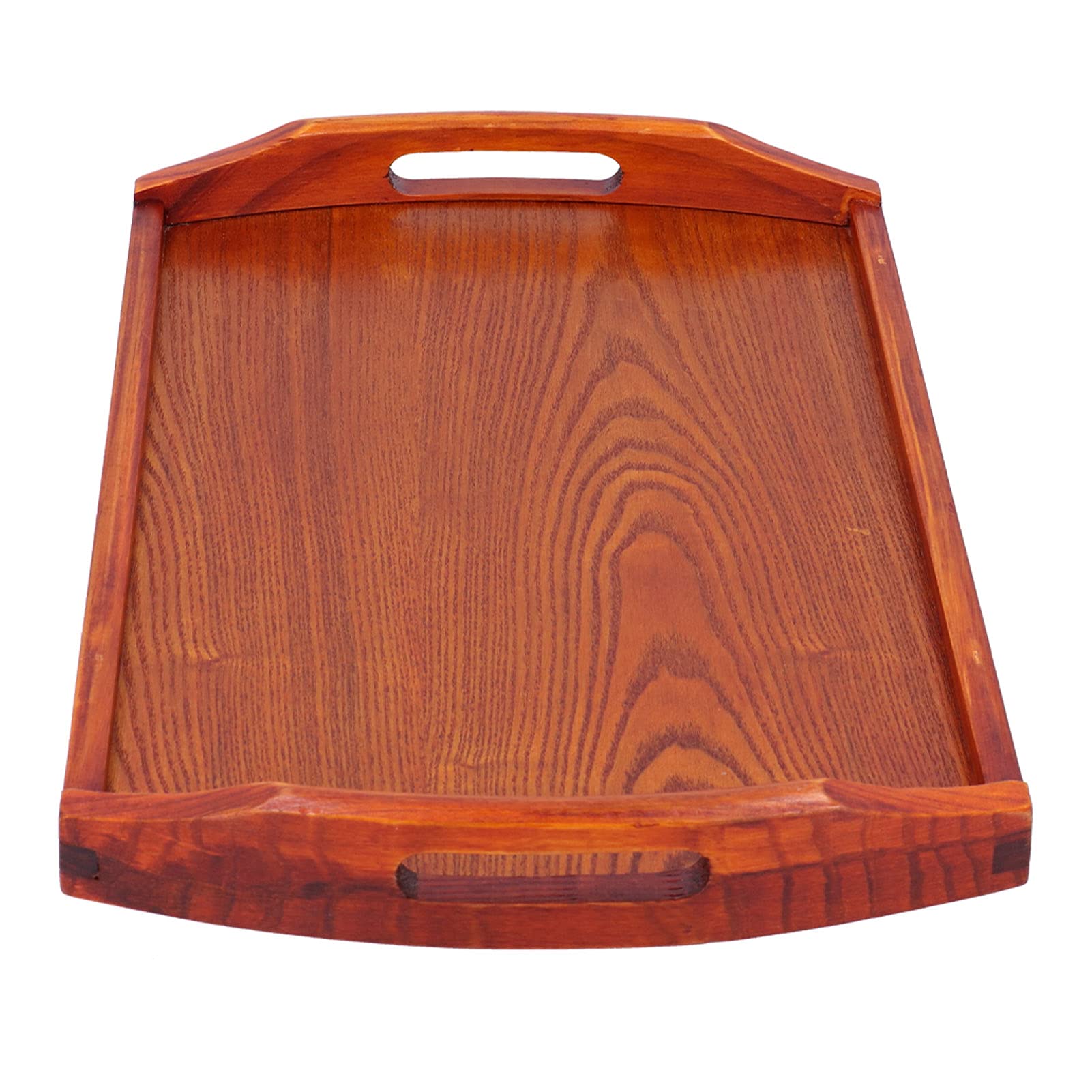 Vassoio da portata in legno naturale con manici, robusto, 45 x 27 x 4,5 cm, vassoio da pranzo per cucina, ristorante e intrattenimento domestico, per servire cibo e bevande