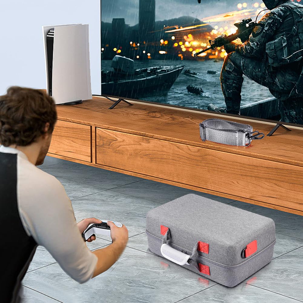 SAKURRDD Custodia Rigida da Viaggio for PS5 Slim, Custodia Antiurto Compatibile con Controller PS5 Slim/Disco Edizione Digitale/Cavi e Altri accessori/815