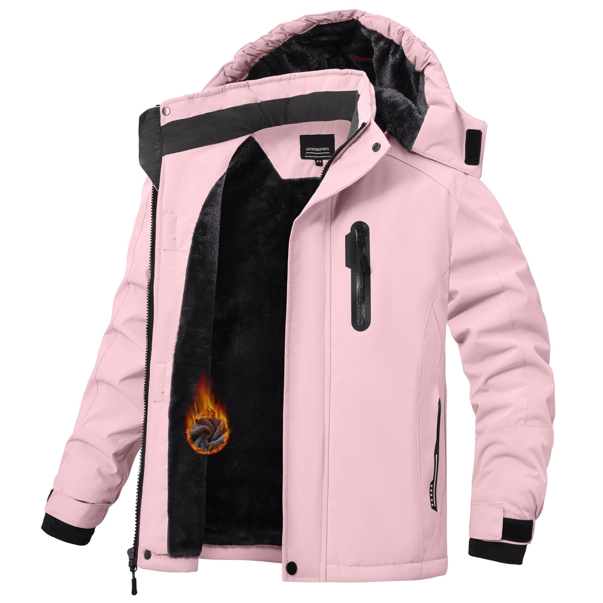 Winter Jacket for Boys and Girls Waterproof Ski Jacket Winter Snow Coat Hooded Fleece Windproof with Zip Pockets