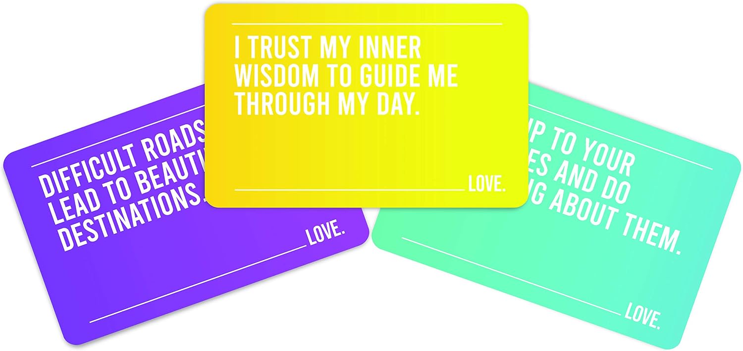 Love - 100 Affirmation Cards To Make You Sparkle, Green|peach|yellow|purple, 3.54 x 5.9 x 1.37 inches (or 9 x 15 cm) - Image 4