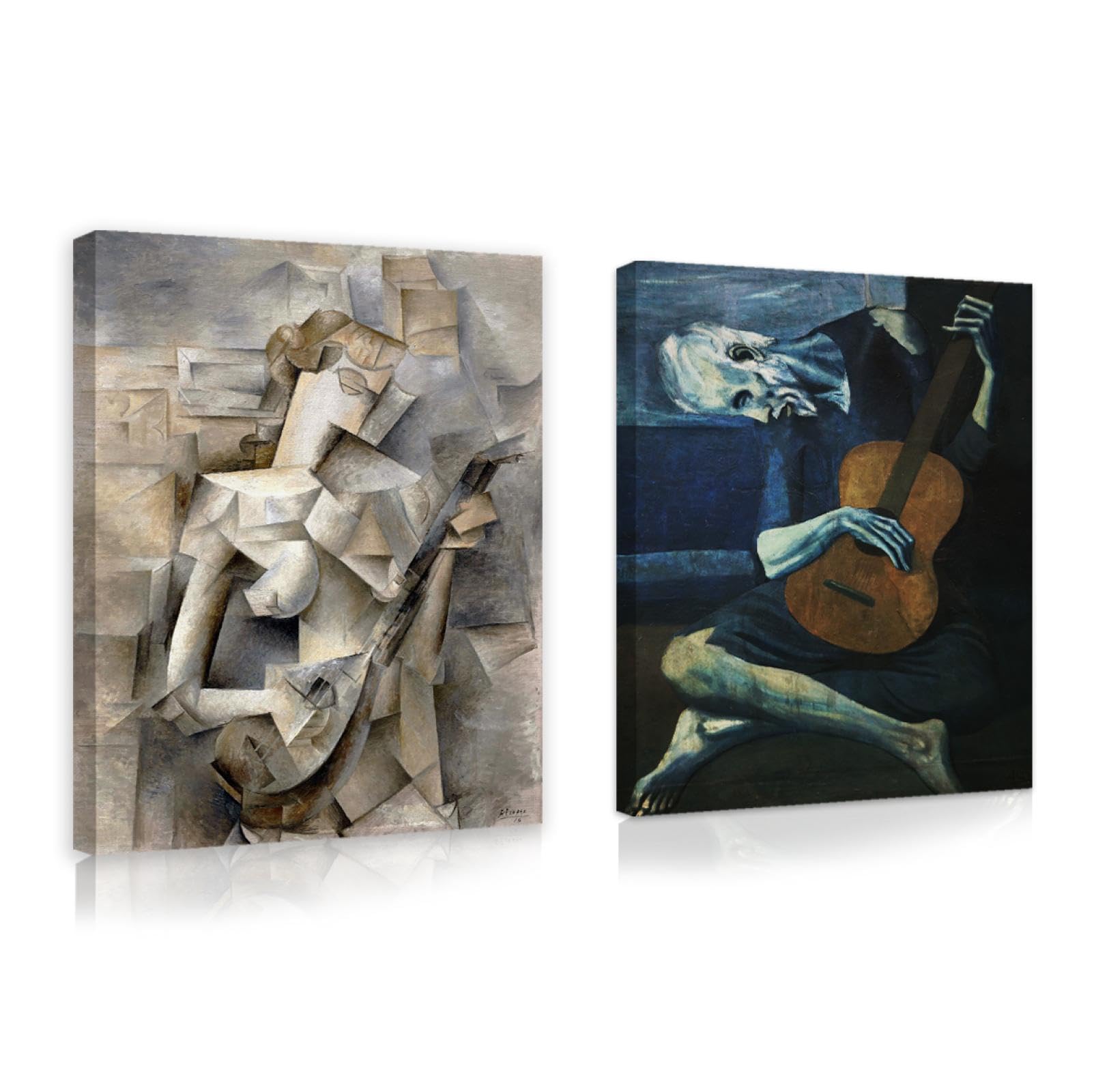 Cuadros famosos lienzo de arte de pared de cuadros conjunto de 2 carteles estéticos abstractos de Picasso enmarcados estirados para la décor del baño de la sala de estar 65x85cmx2pcs marco interior