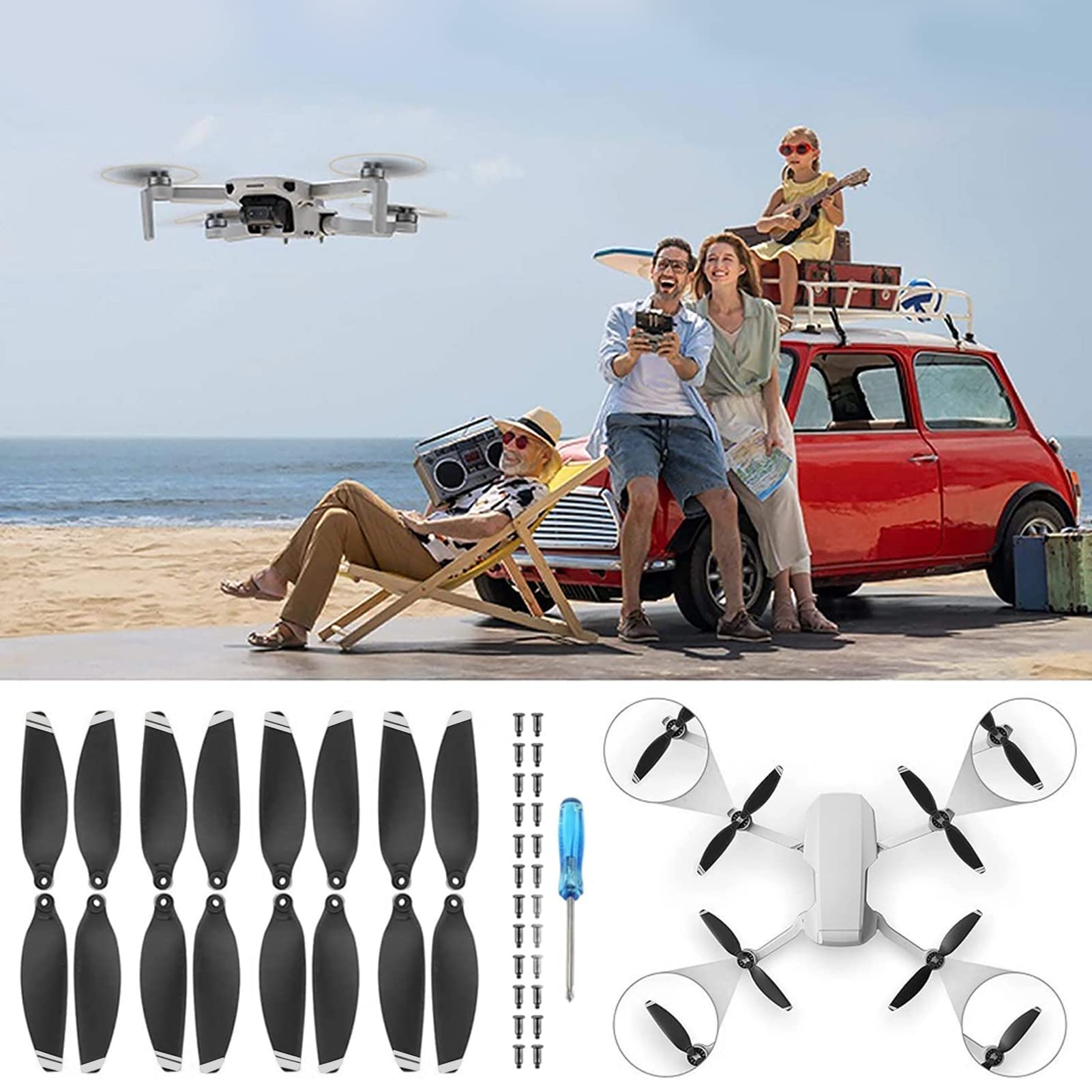 Bocguy 16 Pcs Drone Mavic Mini Hélices, modelo 4726 Hélices para Mavic Mini Accesorios Reemplazo de Drones con 24 Tornillos & 2 Destornillador, Bajo Ruido & Estable (Plata) — view 7