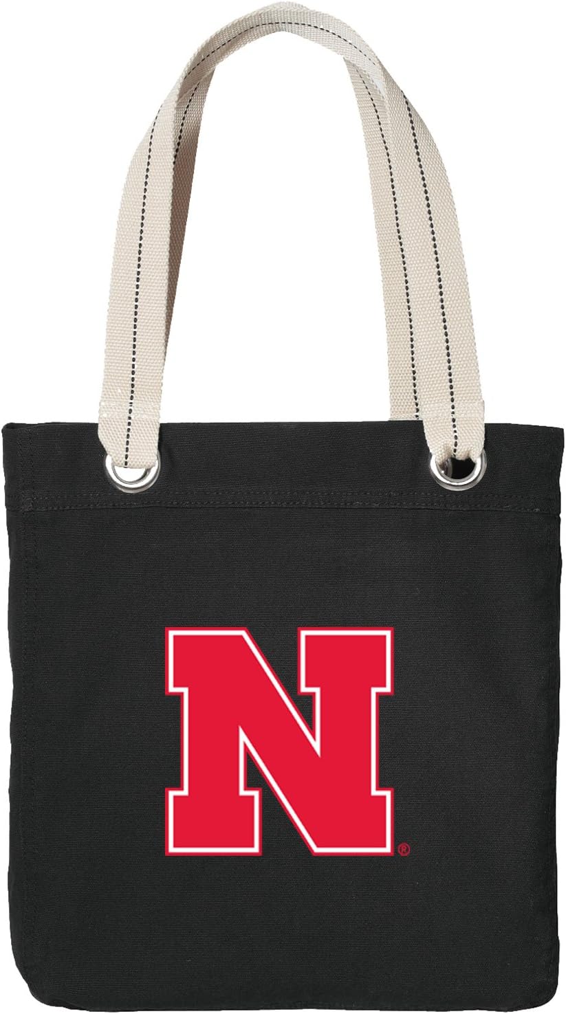 Broad Bay University of Nebraska Tote Bag RICH COTTON CANVAS Nebraska Huskers Bags Black