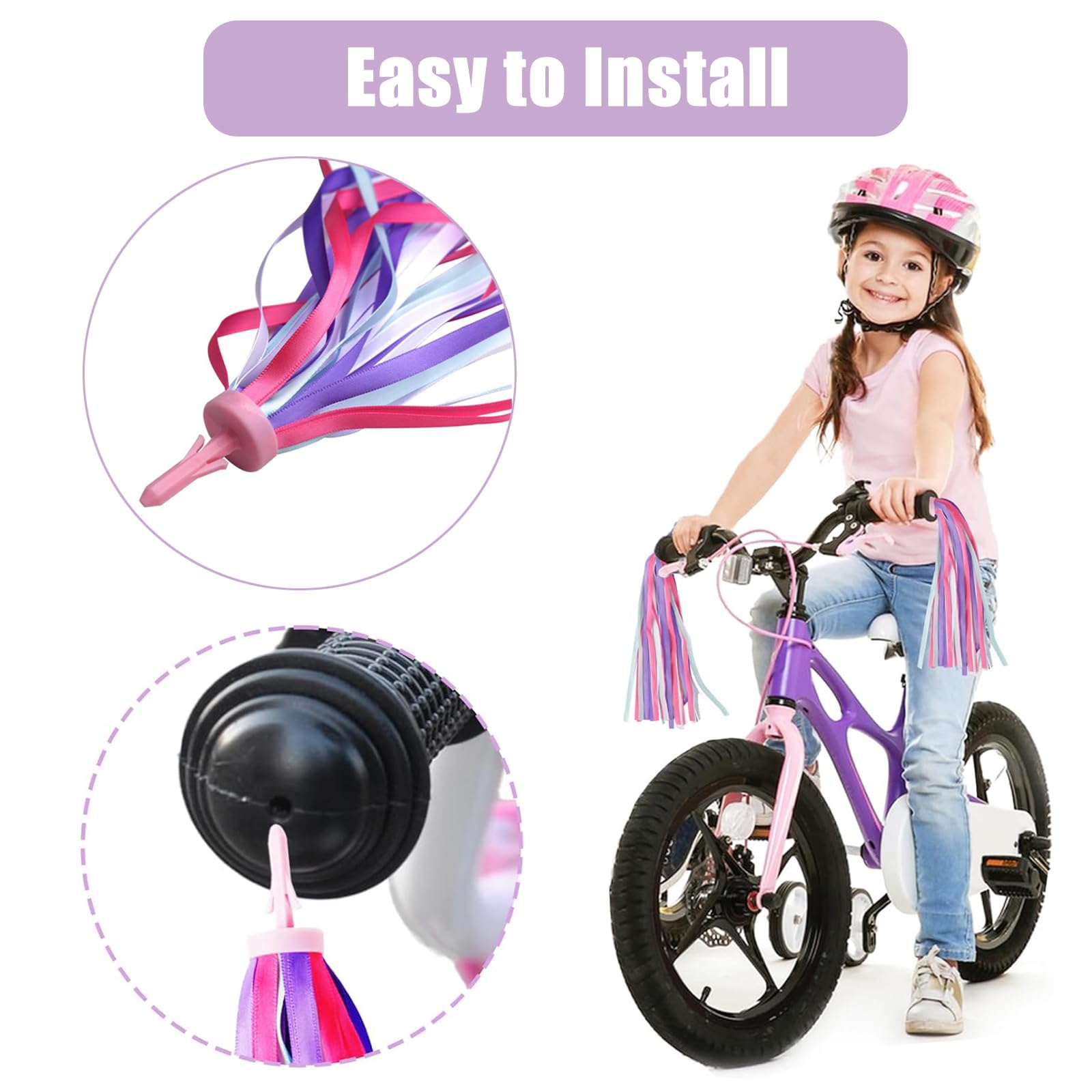 Panier de vélo pour enfant, pompons colorés en osier pour guidon de vélo avec serpentins, cloche et autocollants, décoration de vélo pour filles et garçons (blanc Panier de vélo pour enfant, pompons colorés en osier pour guidon de vélo avec serpentins, cloche et autocollants, décoration de vélo pour filles et garçons (blanc