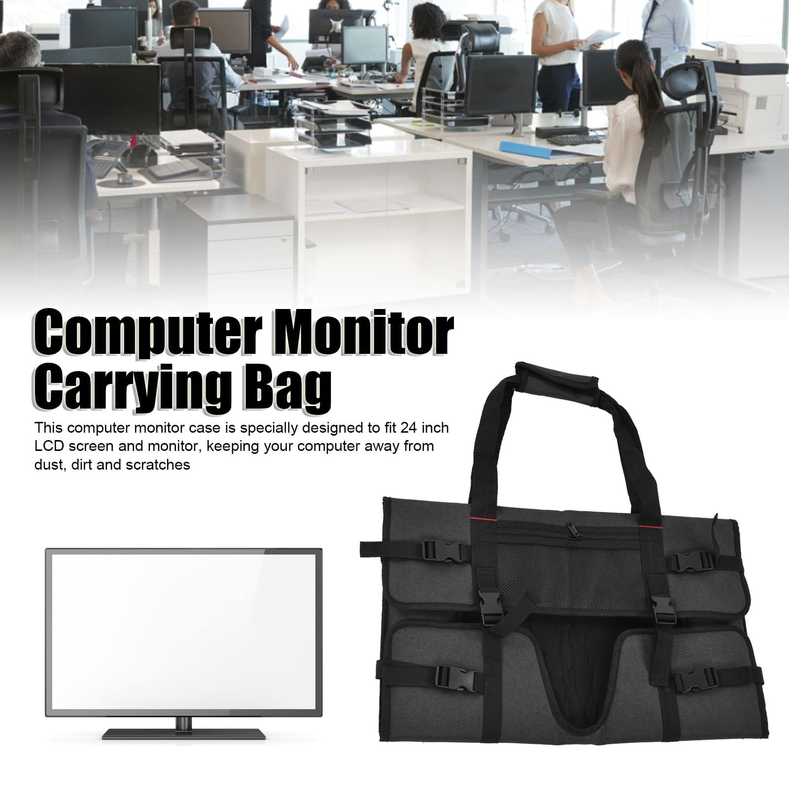 HERCHR Borsa da trasporto per monitor di computer di casa, Custodia Protettiva Portatile Borsa da Trasporto per Schermi e Monitor LCD da 24 Pollici, Impermeabile, A prova di shock