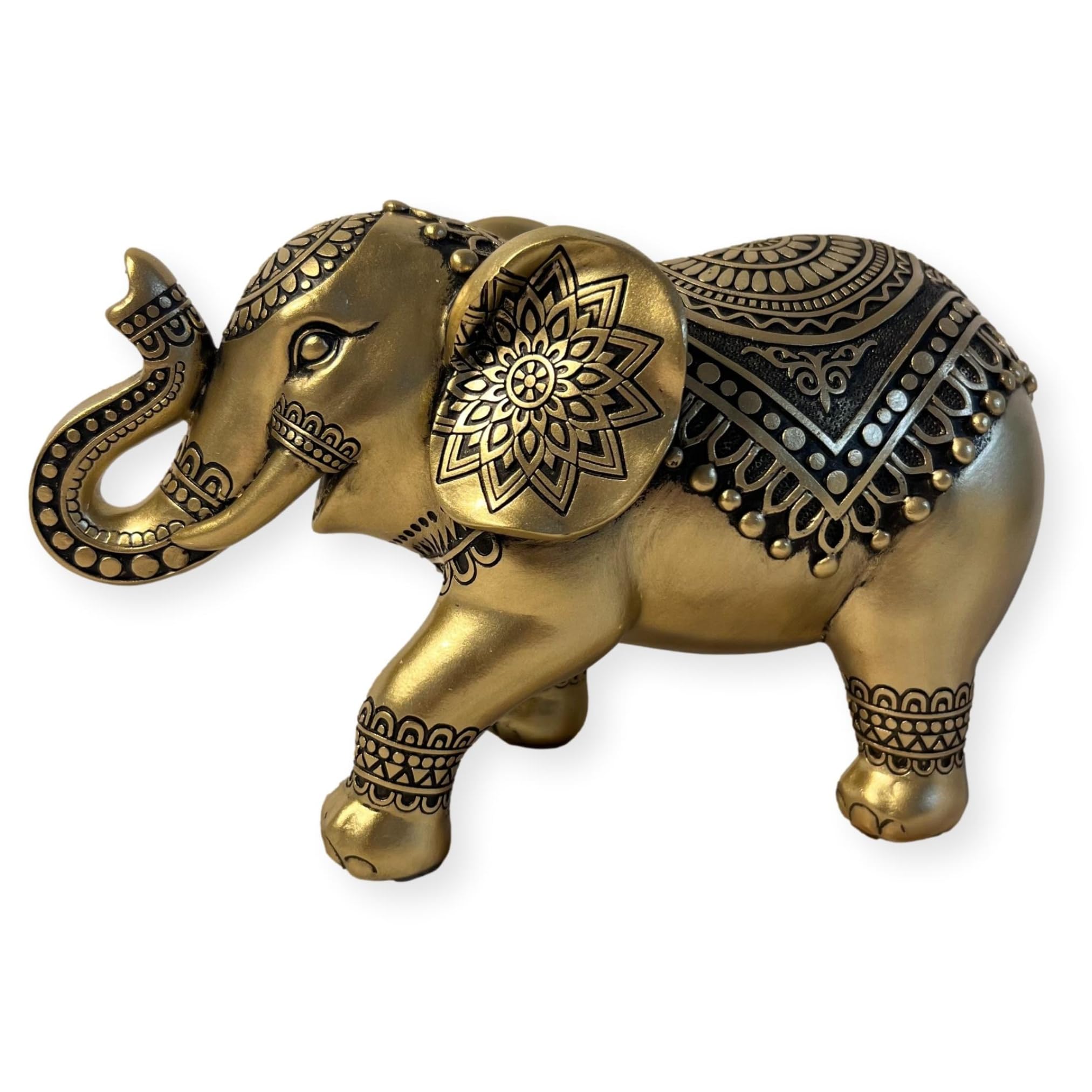 Thorness Gold Exquisite En Elephant Statue: Elegant Ornament In Brilliant Hue - Perfect For Home Decor