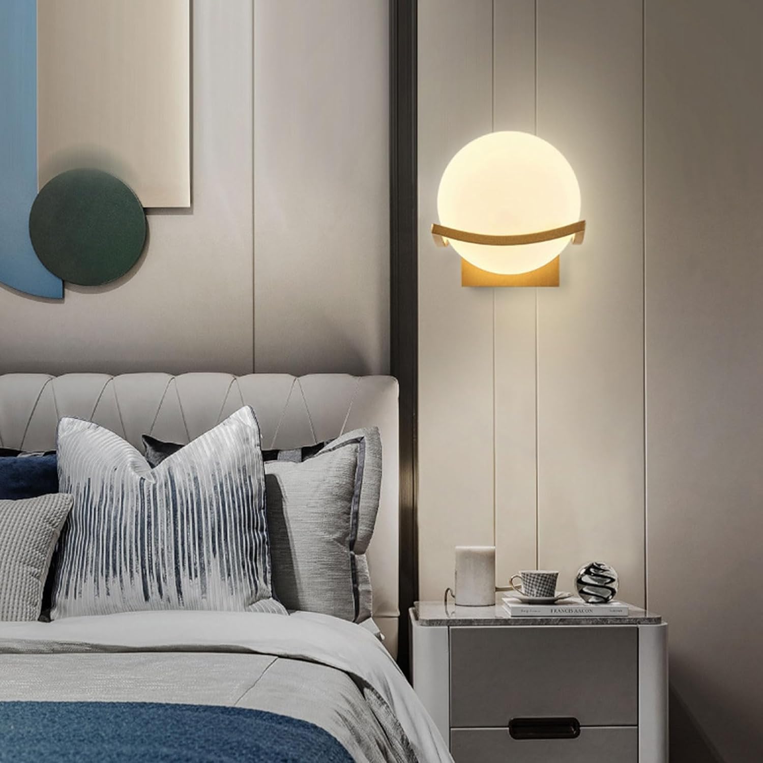 Szklana kula lampa ścienna biały globus kinkiet elegancki zamontowany oprawa oświetleniowa, do salonu