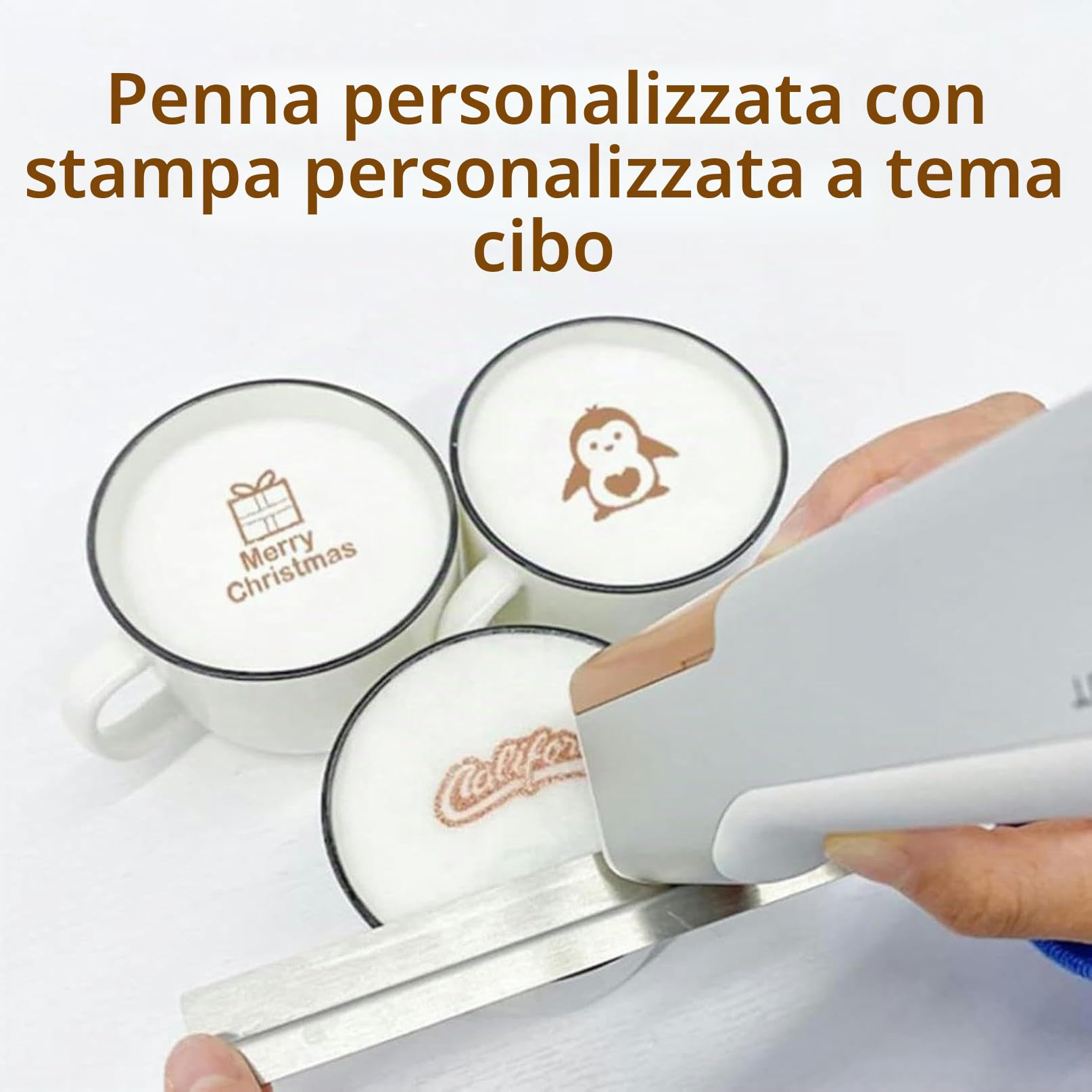 Penna Stampante Alimentare Portatile e Stampante a Getto d'inchiostro commestibile con Controllo App, Macchina da Stampa WiFi, Macchina per Torte, caffè, Dessert, Decorazioni Fai da Te