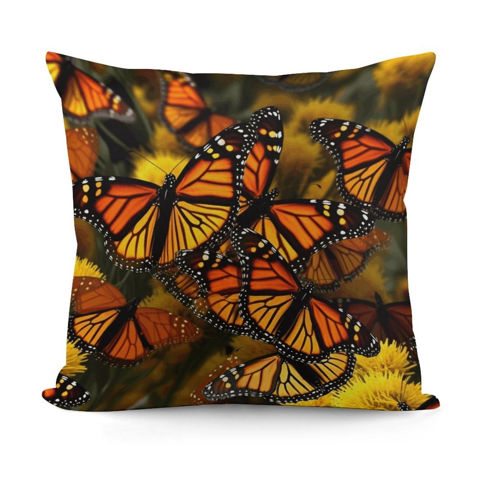 VstaDank Monarch Butterflie Throw Pillow Covers Fade-Resistant Plush Pillow Case Cozy Square Cushion Case Removable Pillowcase Exquisite Pillow Shams Soft Pillow Protector 18"x18"