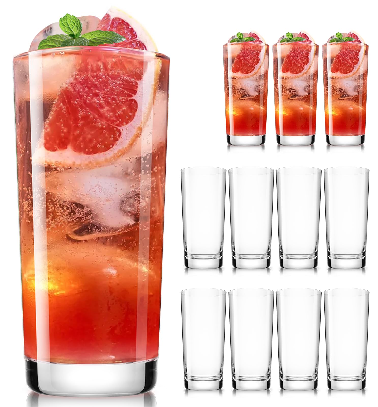 Luna and Mantha Crystal Highball Glasses Set of 12