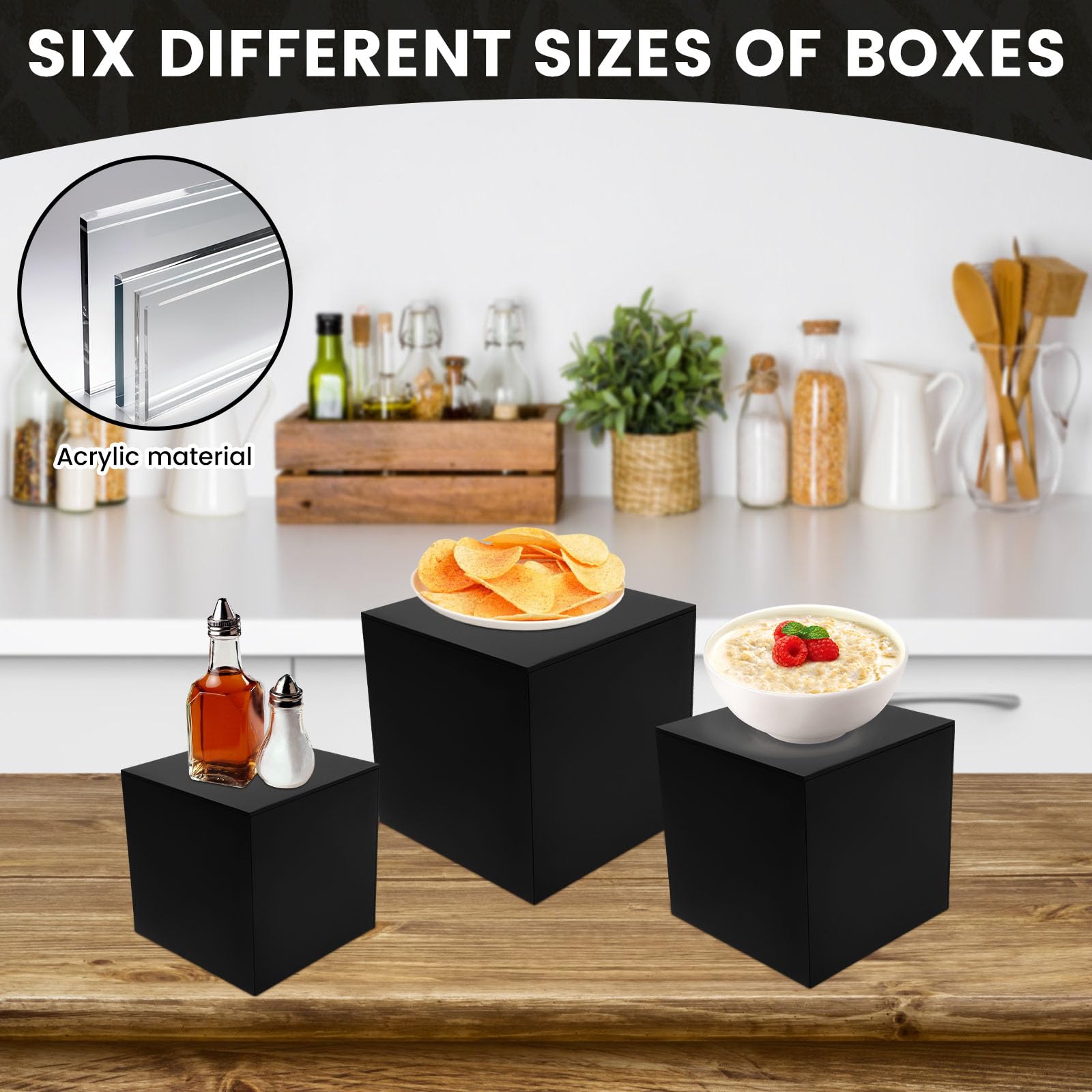Lot de 3 rehausseurs de buffet, 15,2 x 17,8 x 20,3 cm, en acrylique doré, présentoirs pour table de buffet, élégants, pour desserts, bonbons, travaux manuels Lot de 3 rehausseurs de buffet, 15,2 x 17,8 x 20,3 cm, en acrylique doré, présentoirs pour table de buffet, élégants, pour desserts, bonbons, travaux manuels