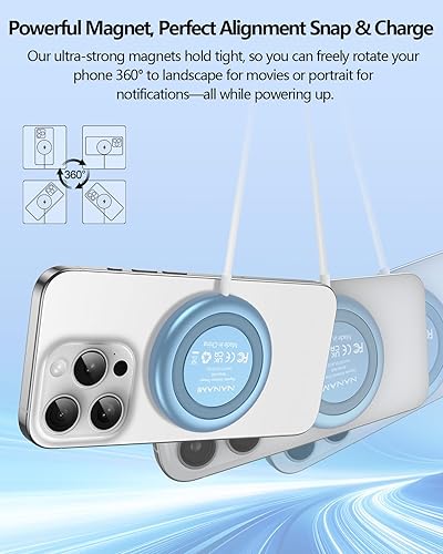 Miniatura 3 de Cargador inalámbrico magnético: almohadilla de carga inalámbrica rápida NANAMI para cargador MagSafe iPhone 17/17 Air/16/15/14/13/12, cargador de