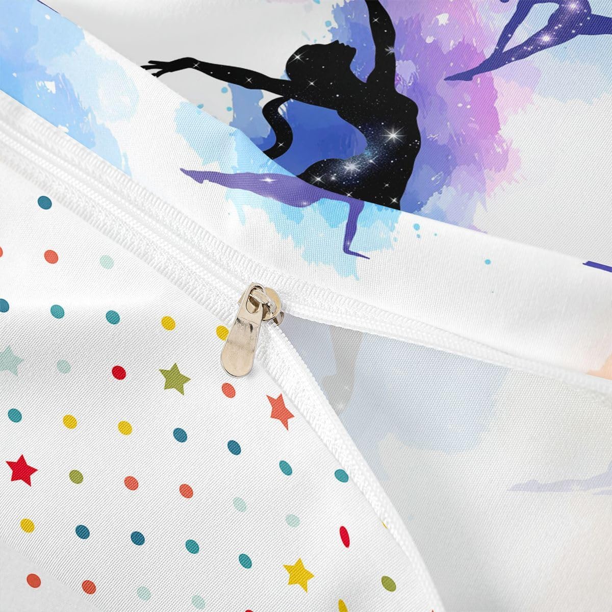 Gymnastics Bedding Set For Girls, Gymnast Dancers Comforter Cover Twin Size, Gymnastics Gift Duvet Cover For Kids Teens Women Adult Room Decor, Watercolor Tie Dye Quilt Cover With 1 Pillow Case